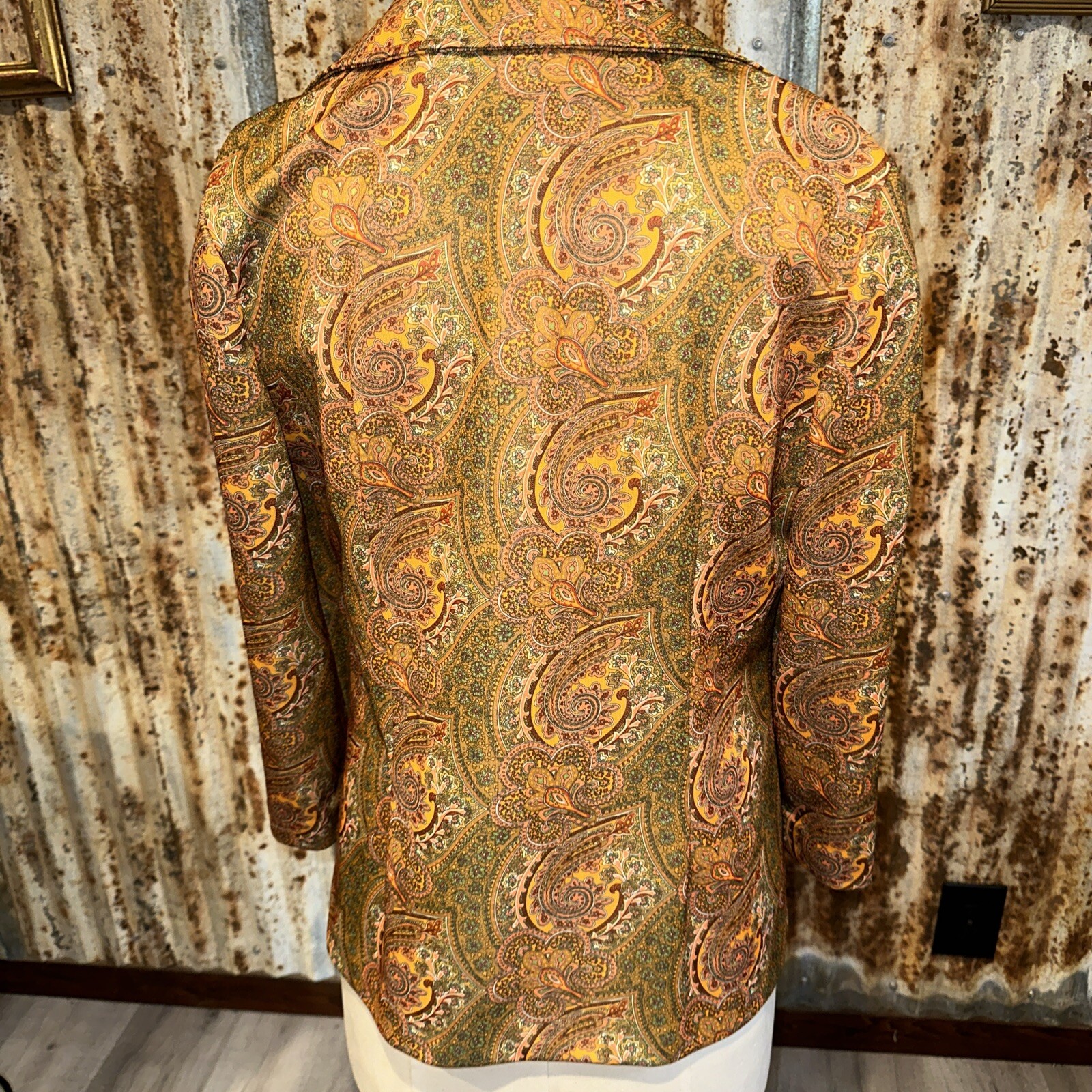 Vintage 1970 s Women Polyester Blazer By Devonette Polytron Size 16 Hippy Disco