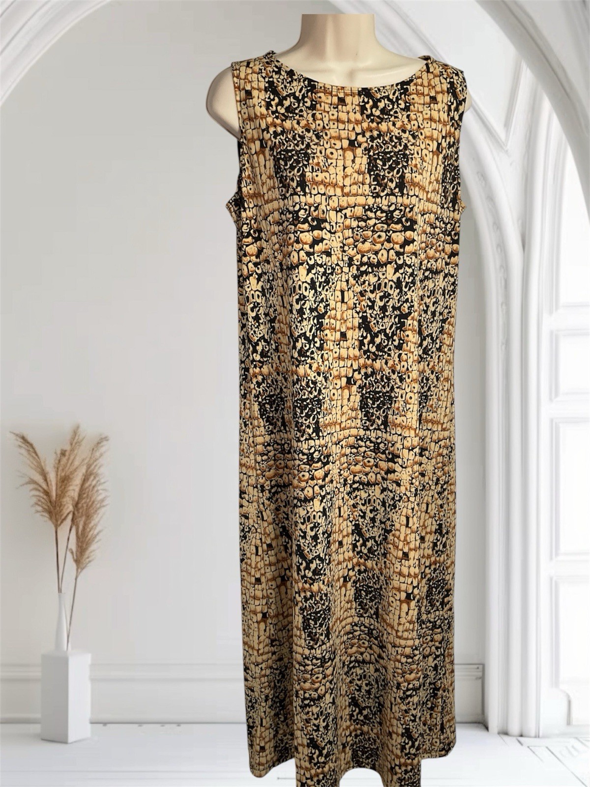 Vintage Y2K UNIFORM John Paul Richard Maxi Animal Print Dress