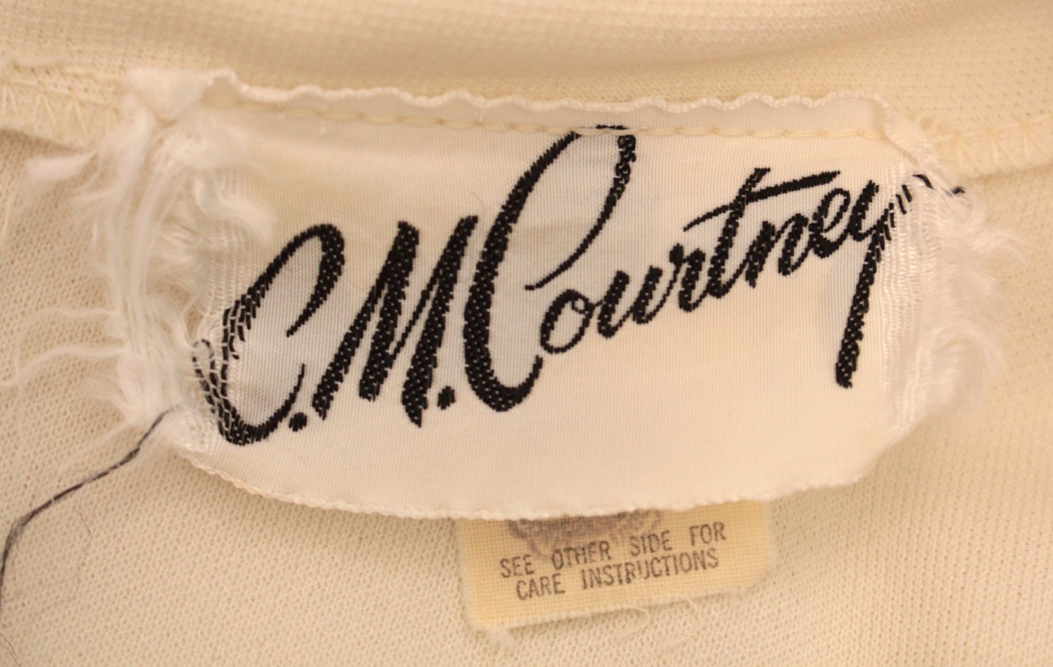 Vtg Women’s 70s White Cuff Sleeve Polyester Jumpsuit Sz M 1970s C.M. Courtney