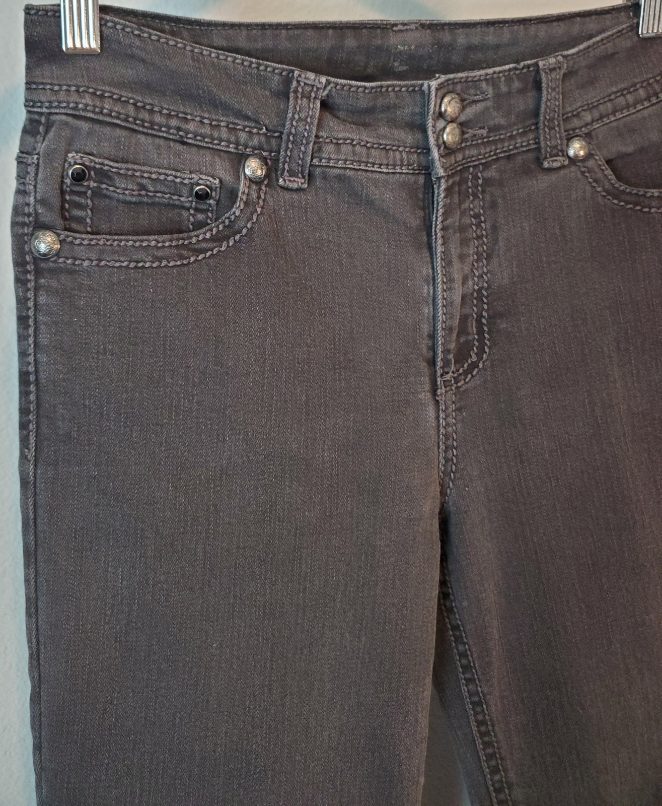 Vintage Code Bleu Black Bootcut Jeans 8 Studded Rhinestone Y2K Stretch