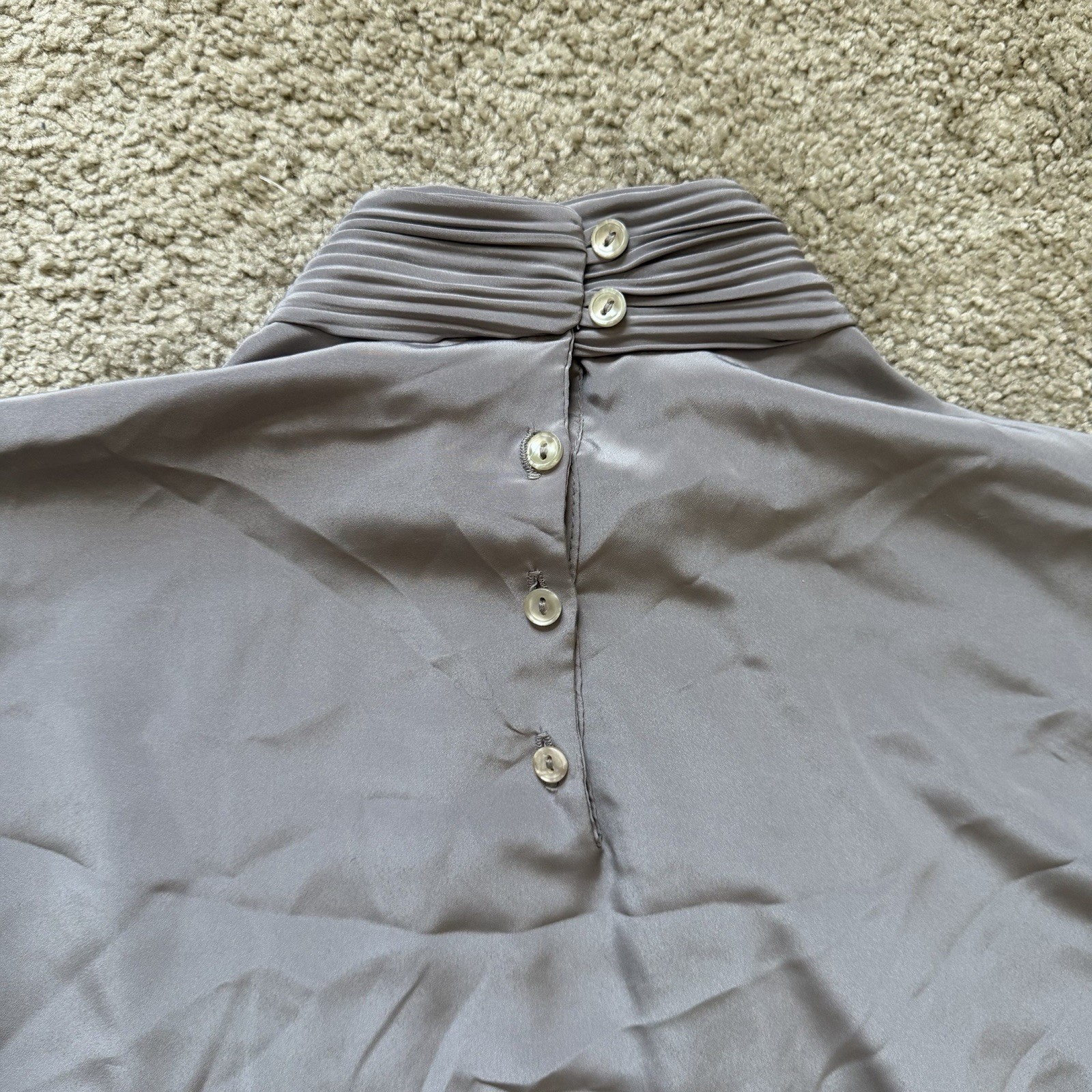 VTG ~ 1980s ~ Helene St. Marie ~ Silver Gray High Neck Blouse ~ Size 12