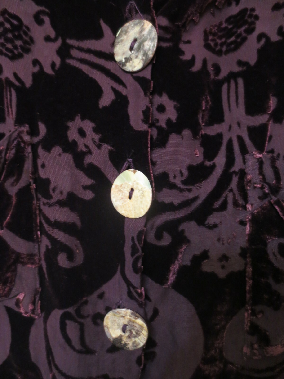 Vtg Jenny Helene Elegant Purple Floral Burnt Velvet Silk Open Jacket Women’s XS