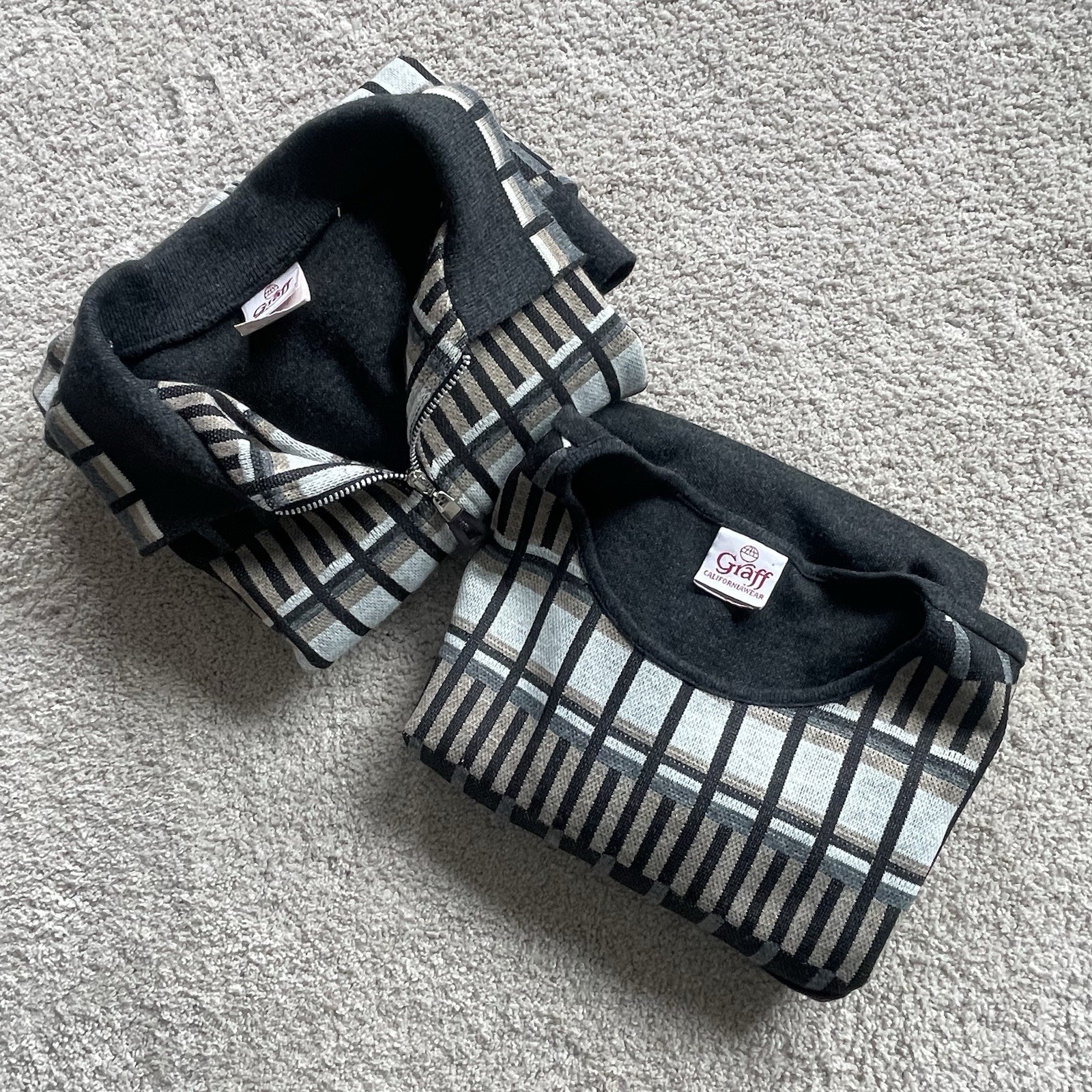 Vintage 1970s Graff Californiawear Plaid Two Piece Set USA Medium Shoulder Pads