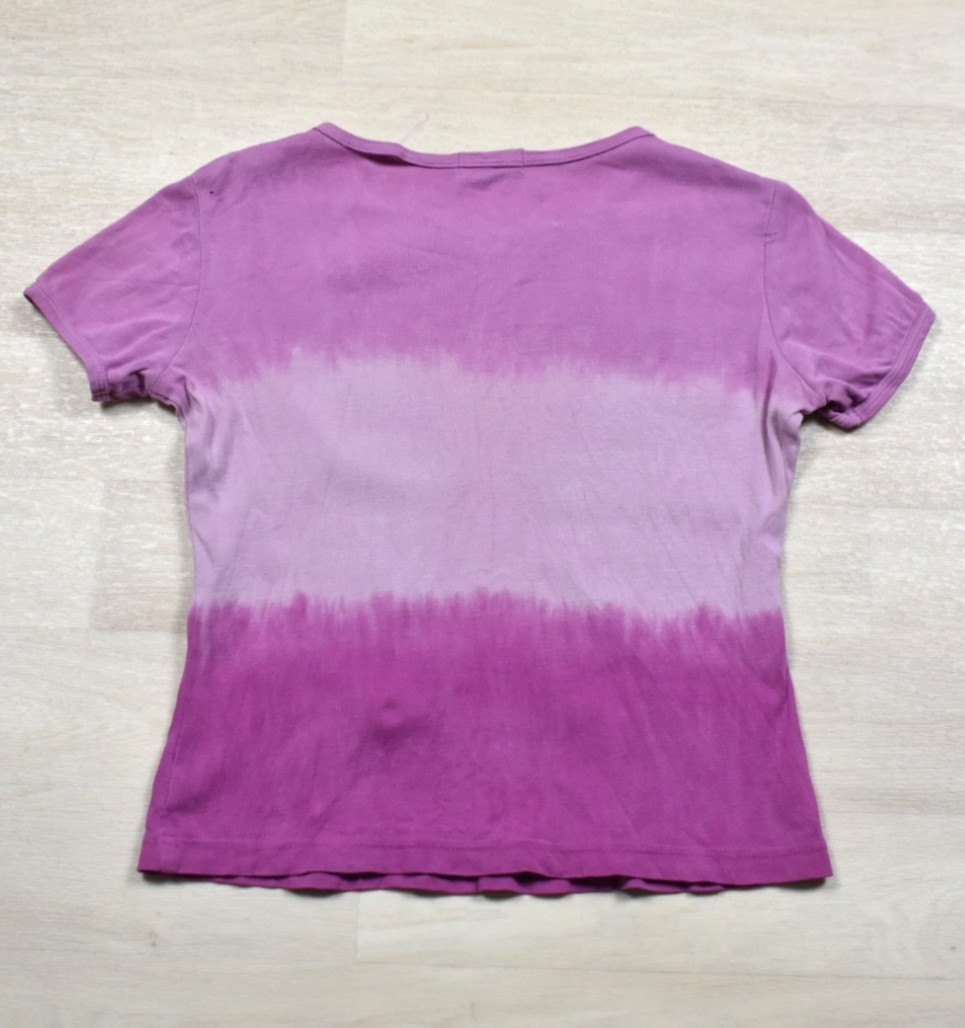 Y2K Blue Asphalt T Shirt Babydoll Tee Tie Dye Dragon Pink Fuchsia MED VTG 2000s