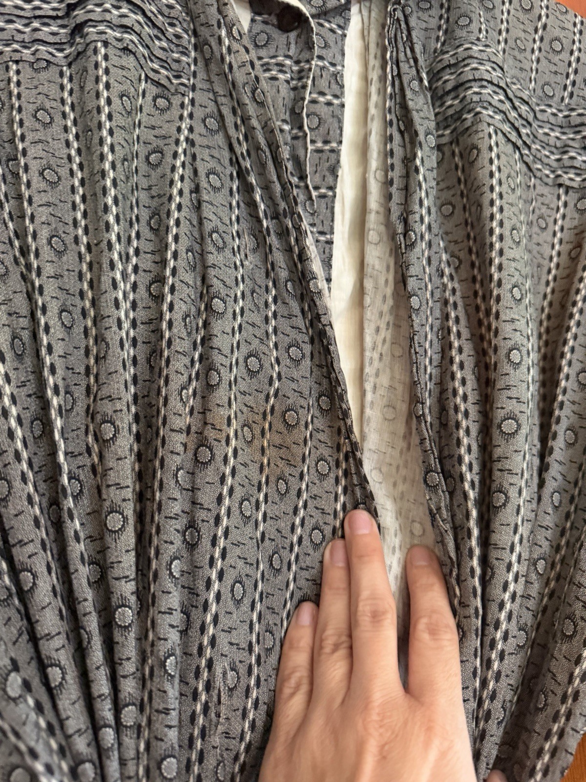 BEAUTIFUL RARE EDWARDIAN DIX’S MAKE DIX MADE GRAY CALICO DRESS W LABEL