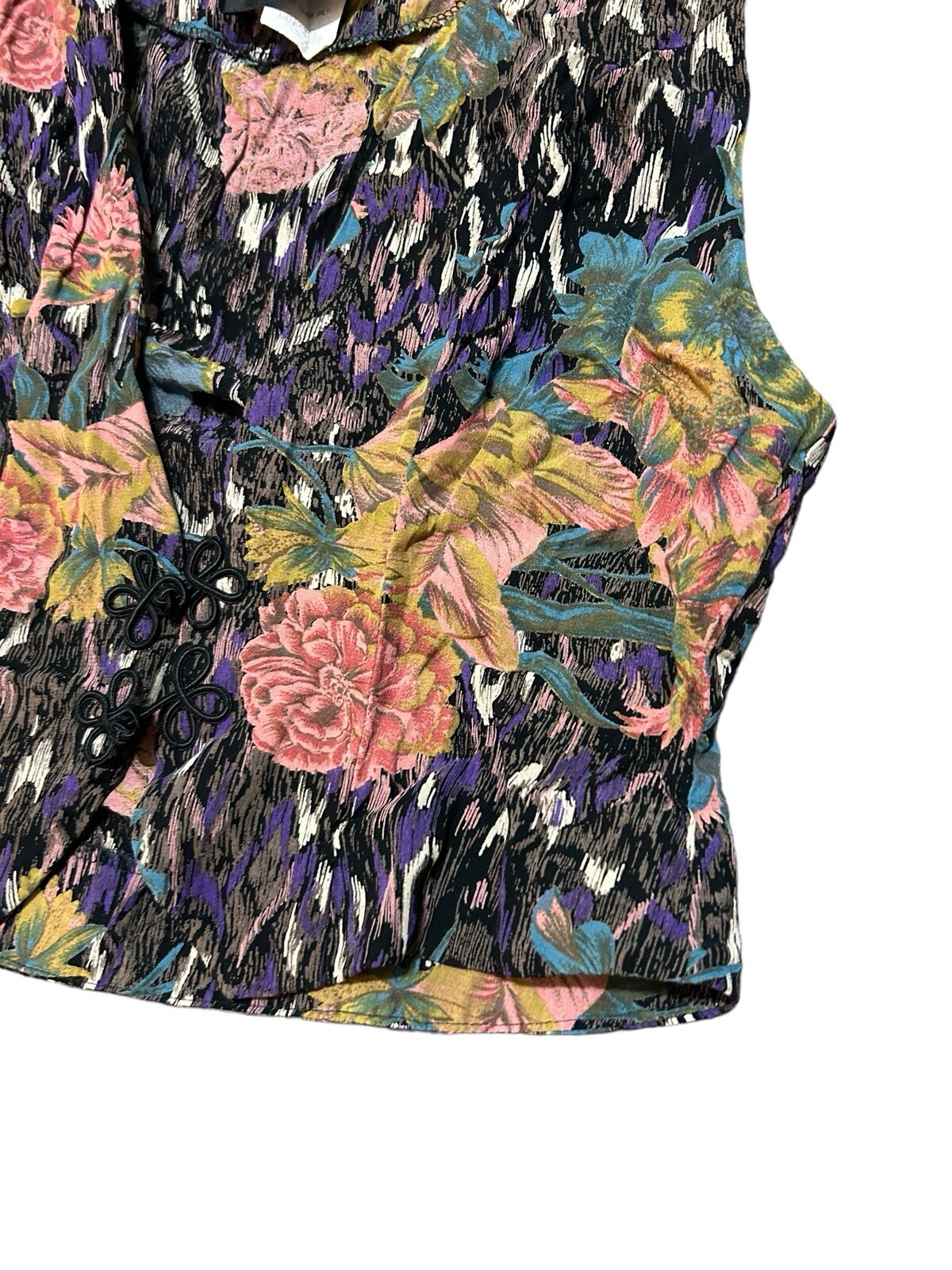 Vtg Phoebe Vest Women Size S/M Purple Pink Sleeveless Floral Bohemian Waistcoat
