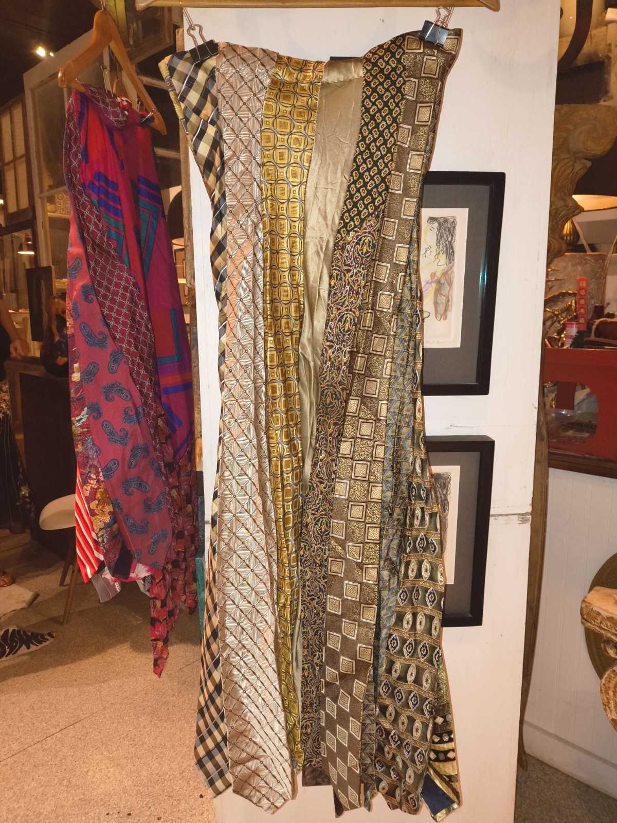 UPCYCLED Handmade Necktie Long Skirt Golden Theme