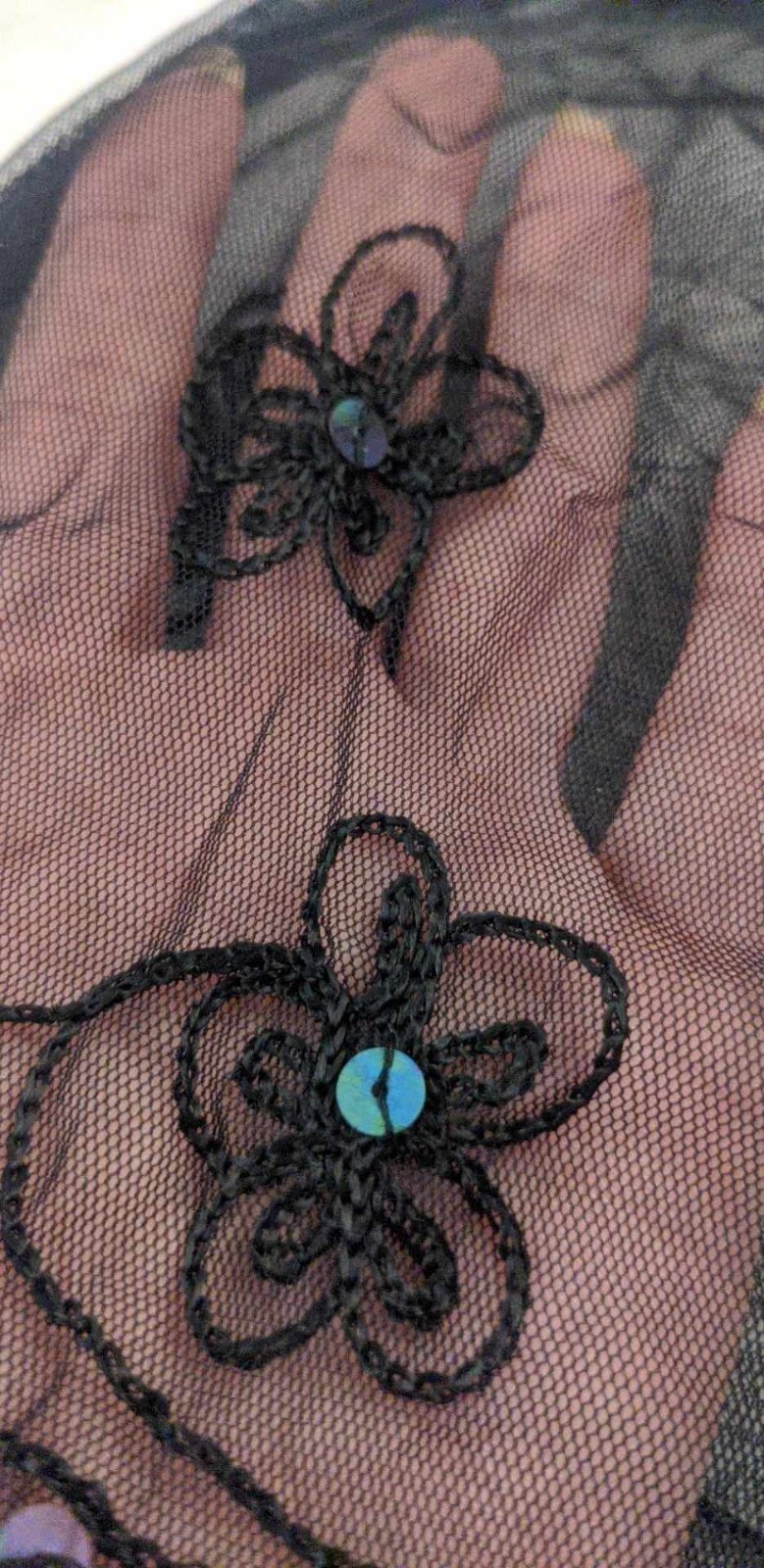 Black lace Mini Dress see through „Tree of Life” Floral Design Sexy Embroidery