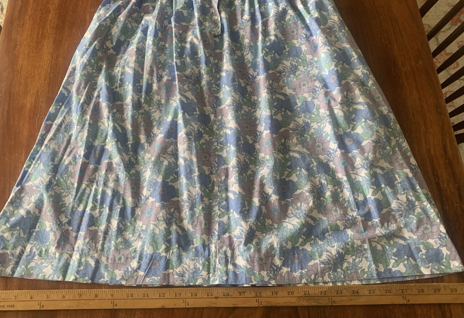 vintage 1960s Melissa shirtwaist dress cotton blue/lilac floral sz M full skirt