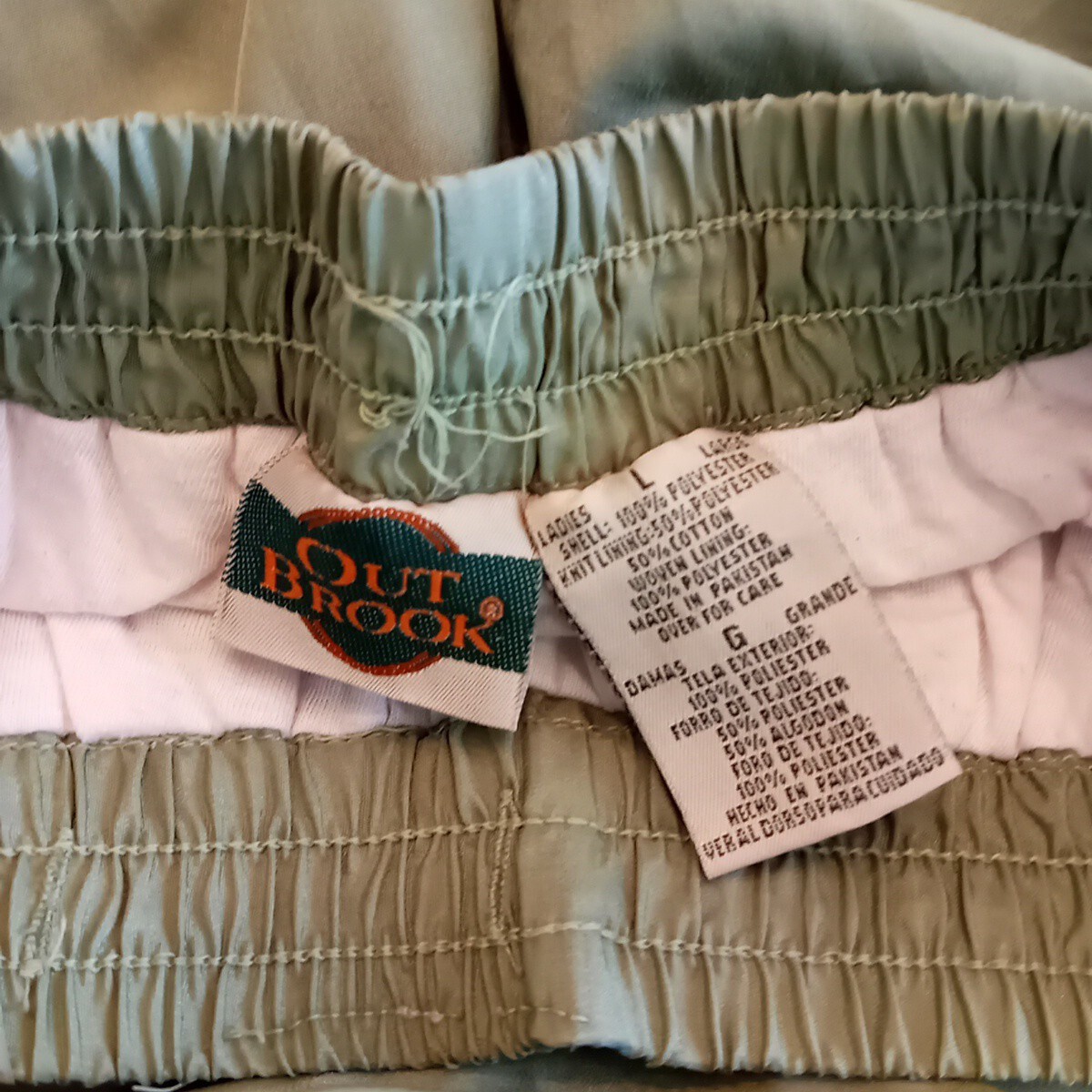 Out Brook Silk Green Pants Hip Hop Track Suit Pants SZ L Vintage 80s Style
