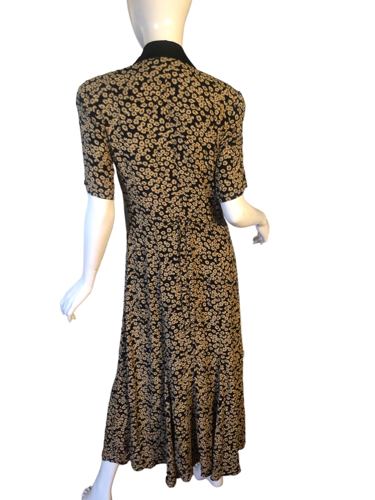 Vtg 90s 30s KAREN ALEXANDER Dress 4 S M Midi Rayon Mini DAISY FLORAL Cottagecore