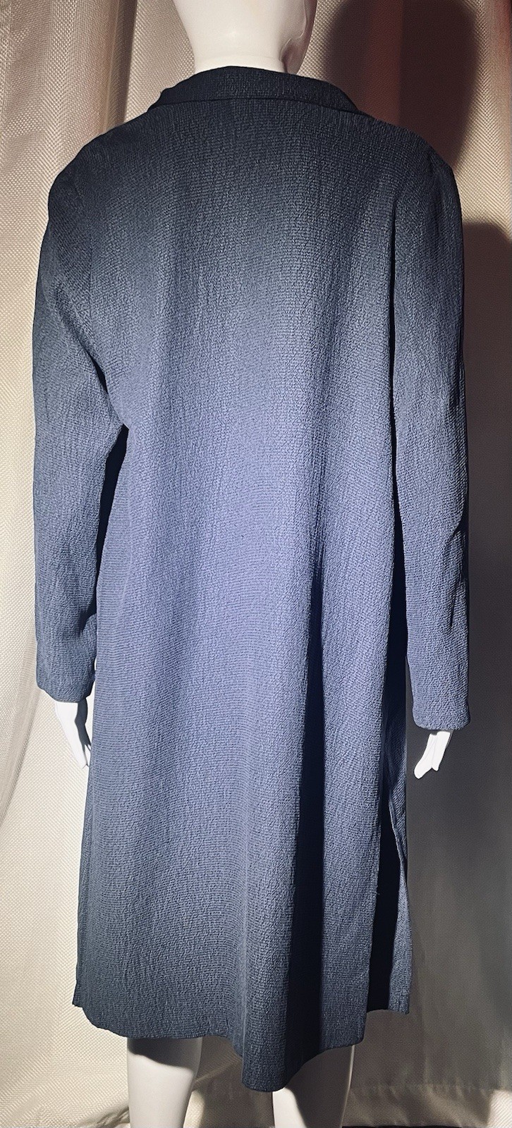 VTG Wild Rose Dark Blue Single Button Duster Cardigan Womens Sz 6 Minimal Art