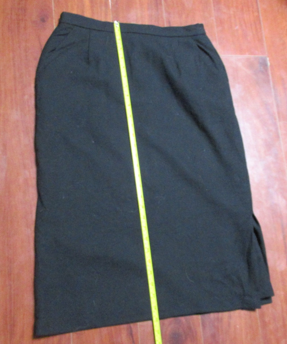 Walnut Hill Black Wool Pencil Skirt Womens Size 12 Made in Australia Lined