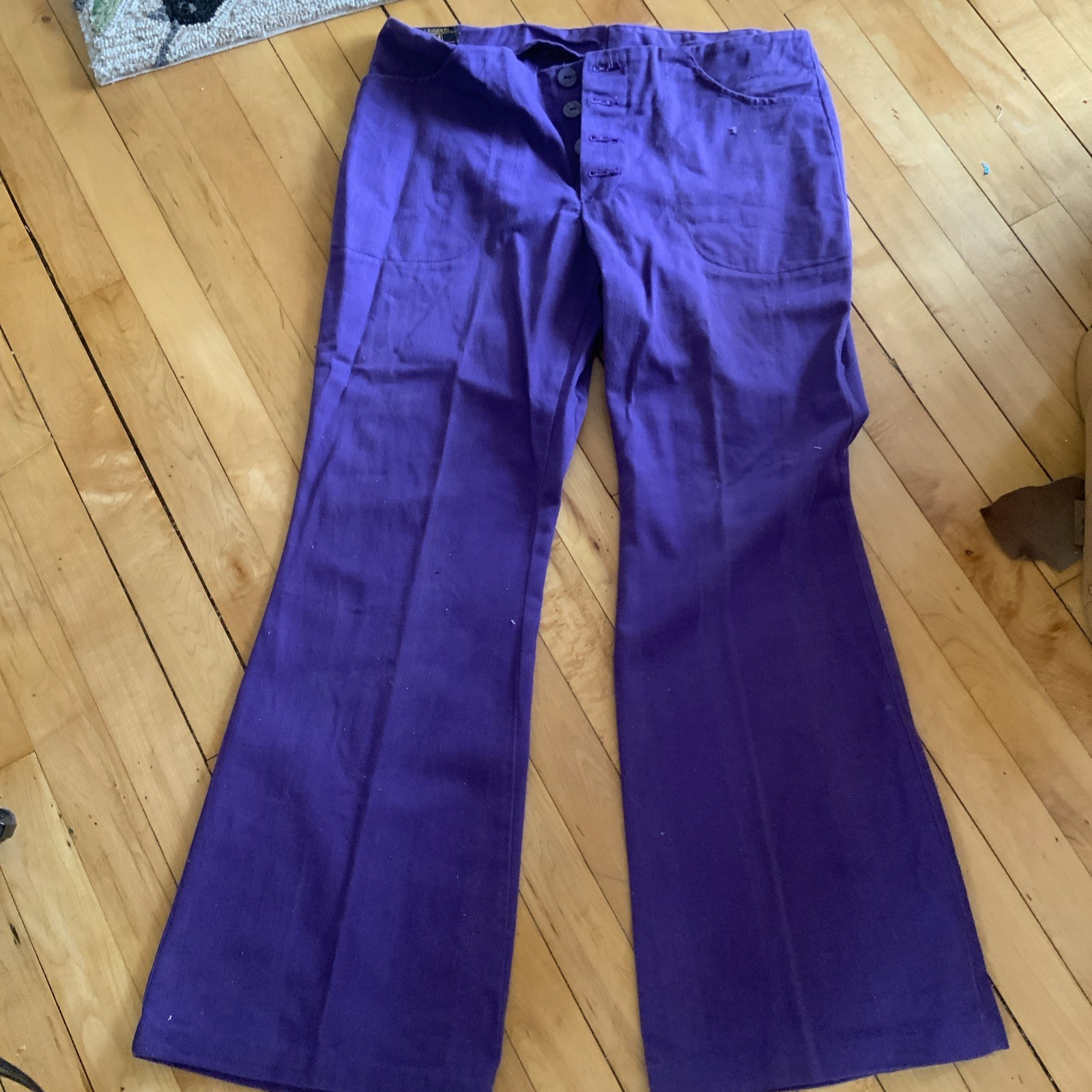VINTAGE Tobias A-1 Kotzen Trousers 70’s Purple Textured bells 34×29 Retro women