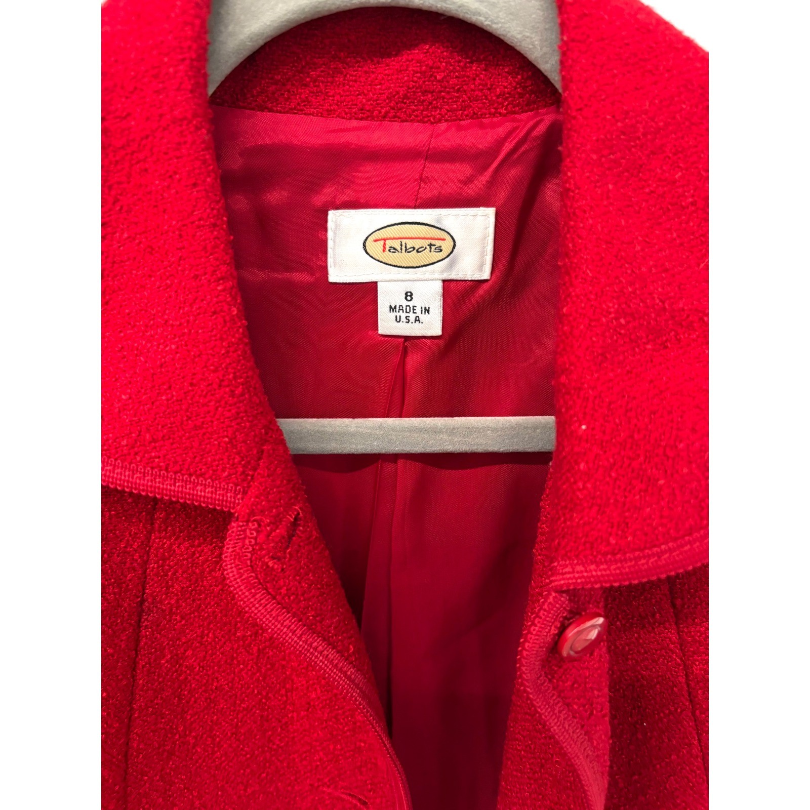 Talbots Vintage Red Wool Blend Skirt Suit Blazer Pencil Skirt Set Size 8