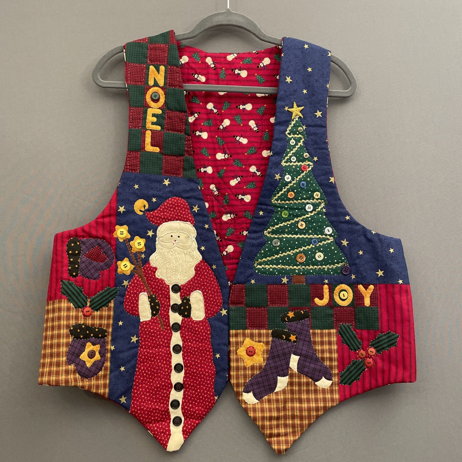 Vtg Handmade Womens XXL Quilted Christmas Vest Holiday Party Ugly Santa Grandma