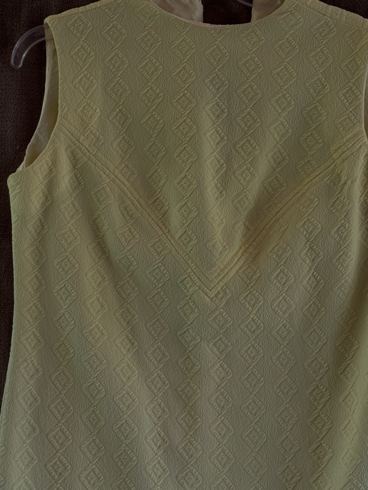 Vtg Solid Yellow sleeveless Polyester Pencil Dress sz M 12-14
