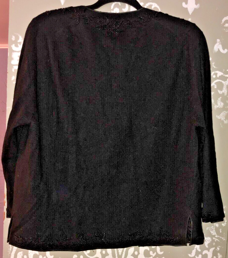 Vintage 1950’s black beaded Lambs wool Angora cardigan vintage size xl