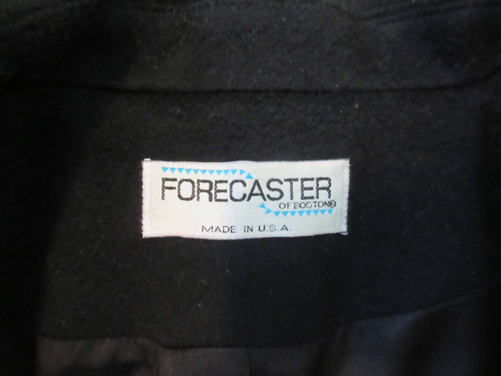 Vtg Black Wool Coat Knee Trench Sz 10 M * L* Forecaster of Boston Union USA
