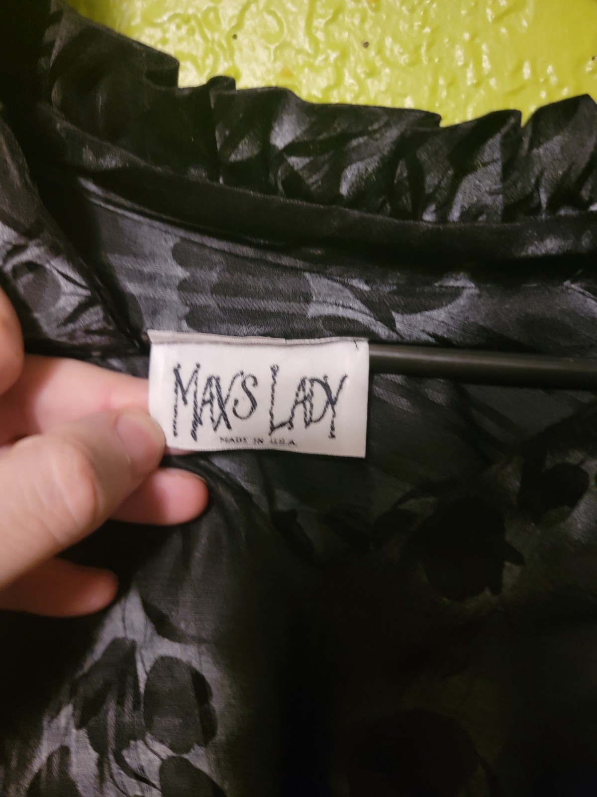 Vintage Womens Top Max’s Lady Made In USA Black Blouse 2XL