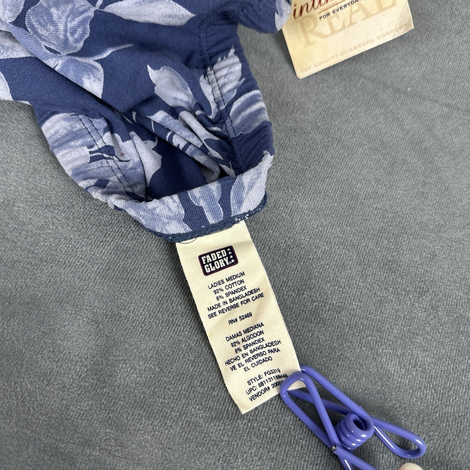 Vintage Faded Glory Panties Size Medium Boyleg Briefs Panties Blue Floral NOS