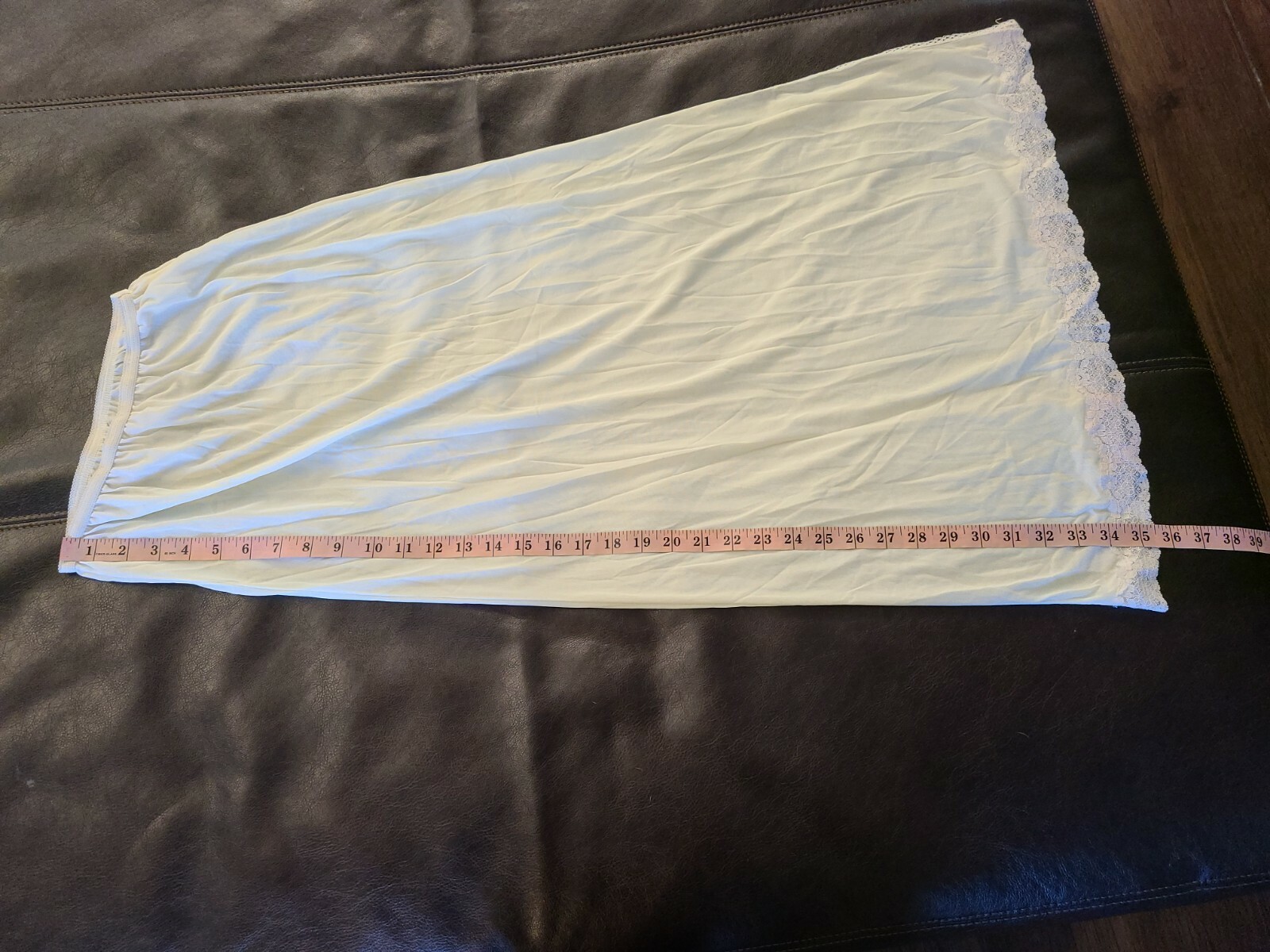 Ladies VTG Philmaid Ivory Half Slip Sz S Lace Trim Side Slit Long Elastic Waist