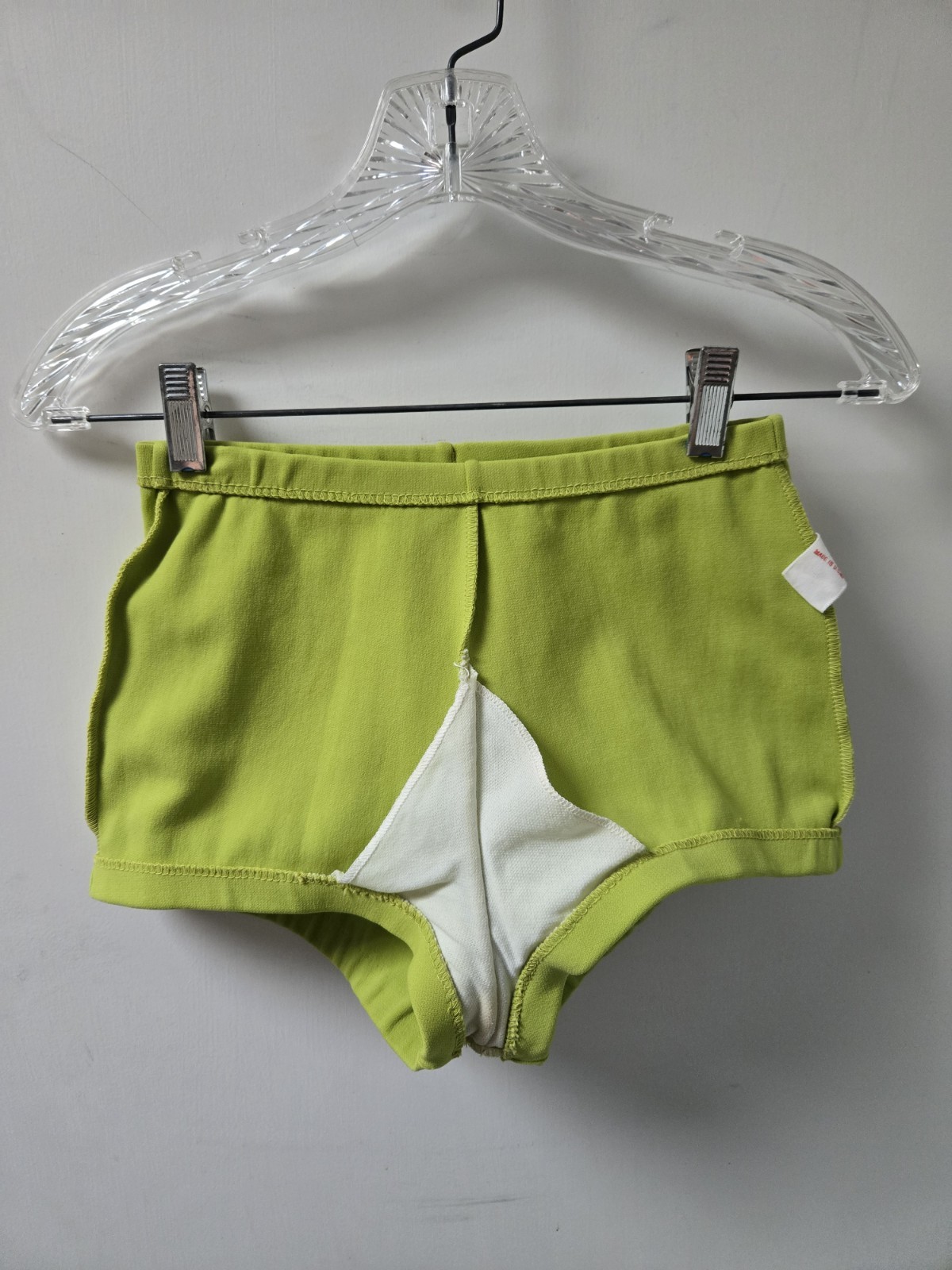 Vintage Bathing Suit Mod Green Orange Yellow Dots 2 Piece 34 Sz 12 M 1960s 70s