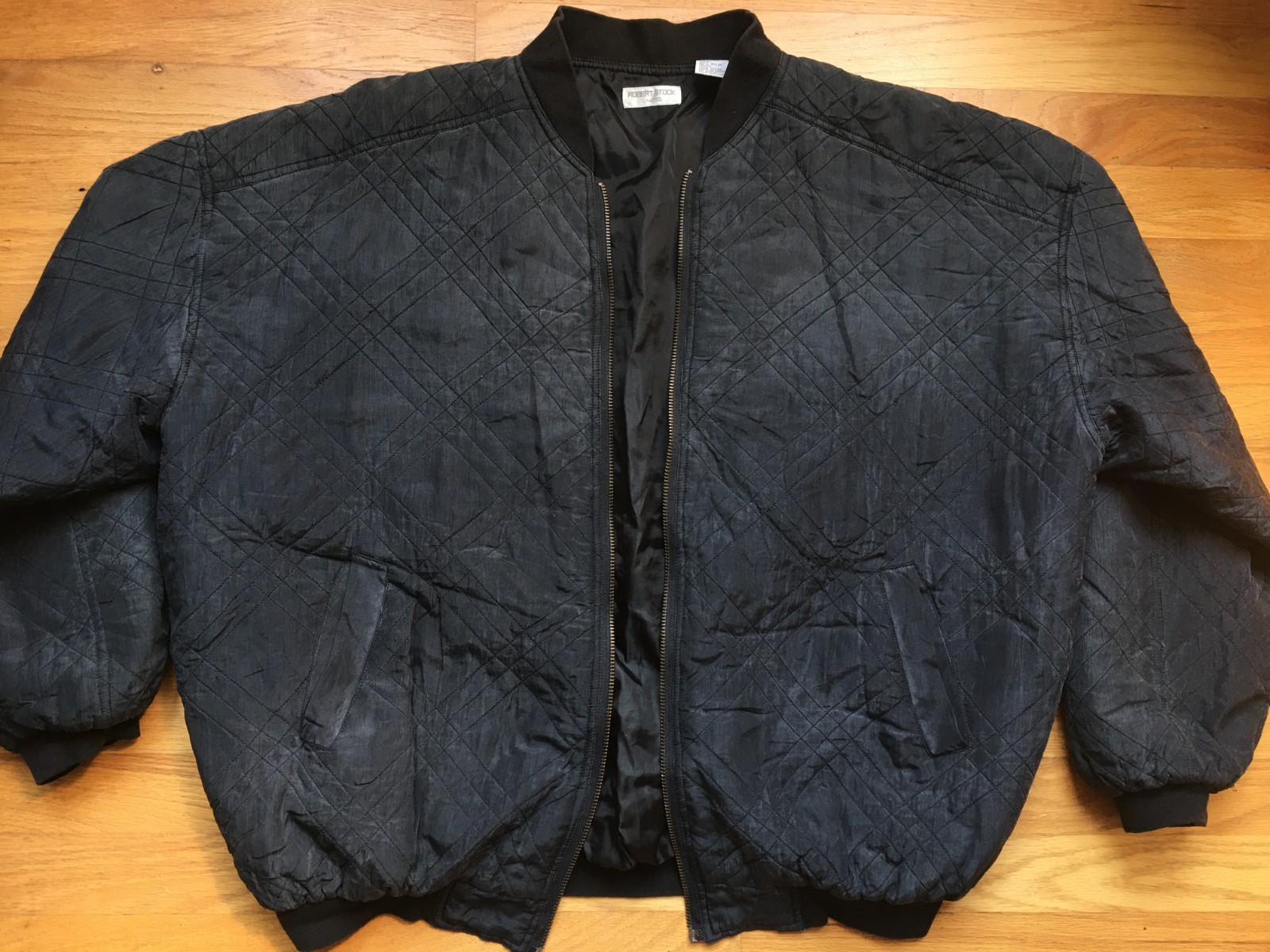 Vtg Silk Jacket 90s Robert Stock Limited Women’s Size Large Charcoal Gray Black