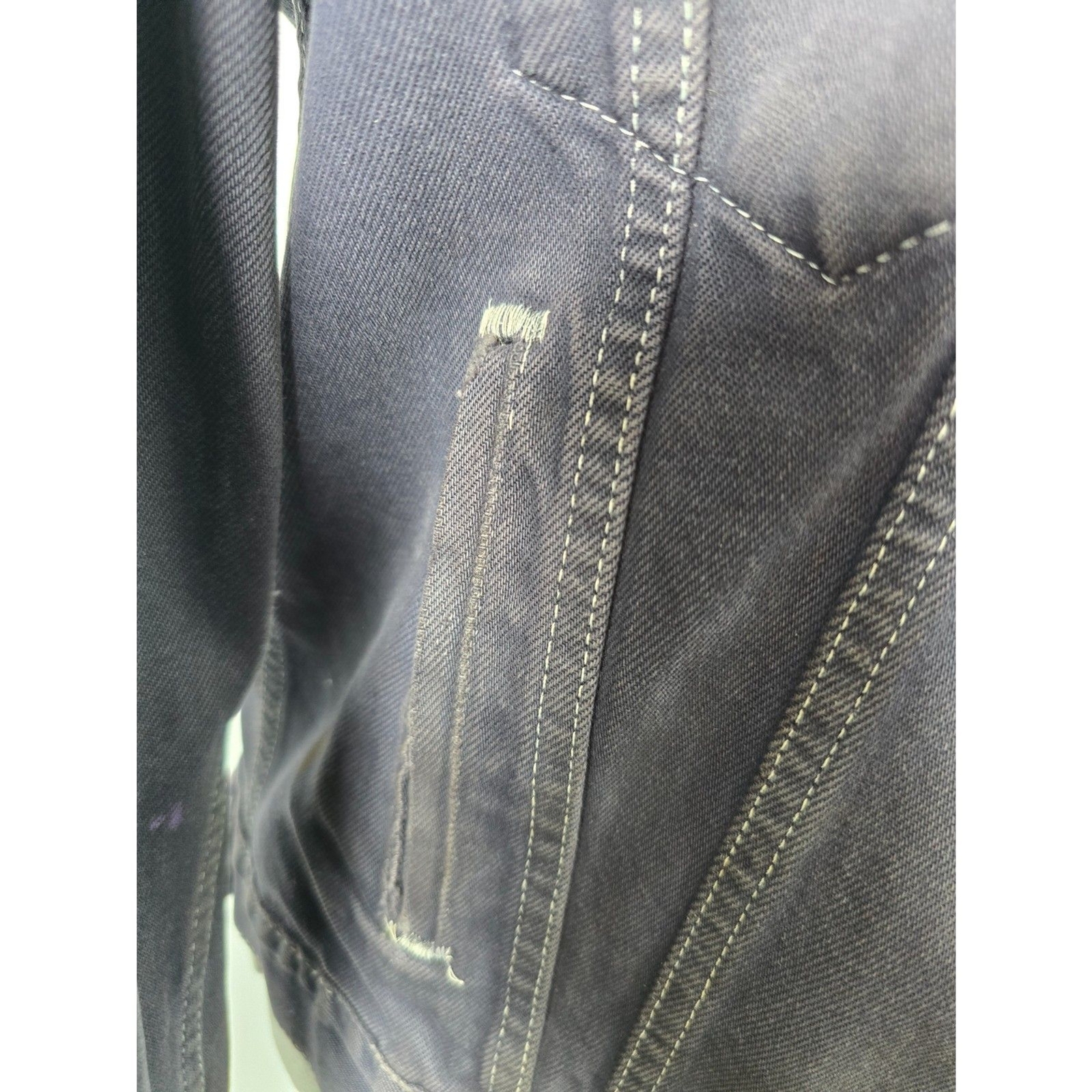 Custom Distressed Denim Levis Trucker Jacket Jean 90s Grunge Patchwork Painted