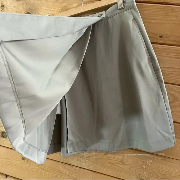 NWT IZOD Vintage Taupe Olive Green Seashells Wrap Skirt with 2 Pockets S 10