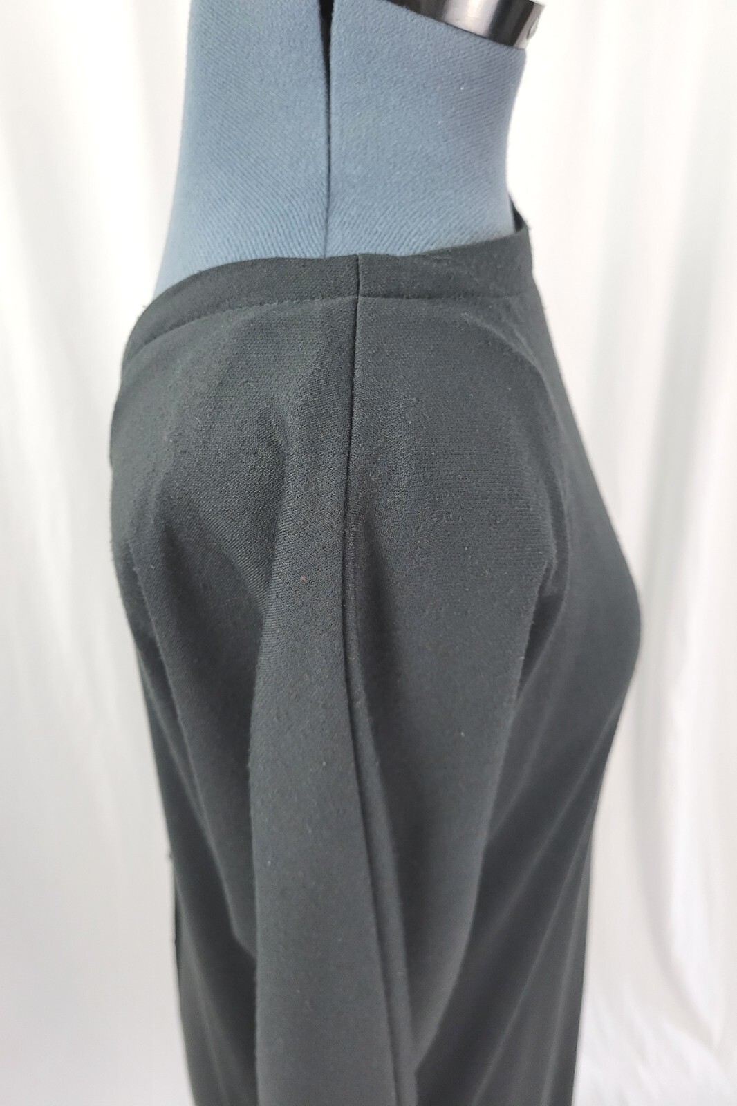 Vtg New Raves Black Knit Back Button Down Shift Dress w Batwing Sleeves Size S?