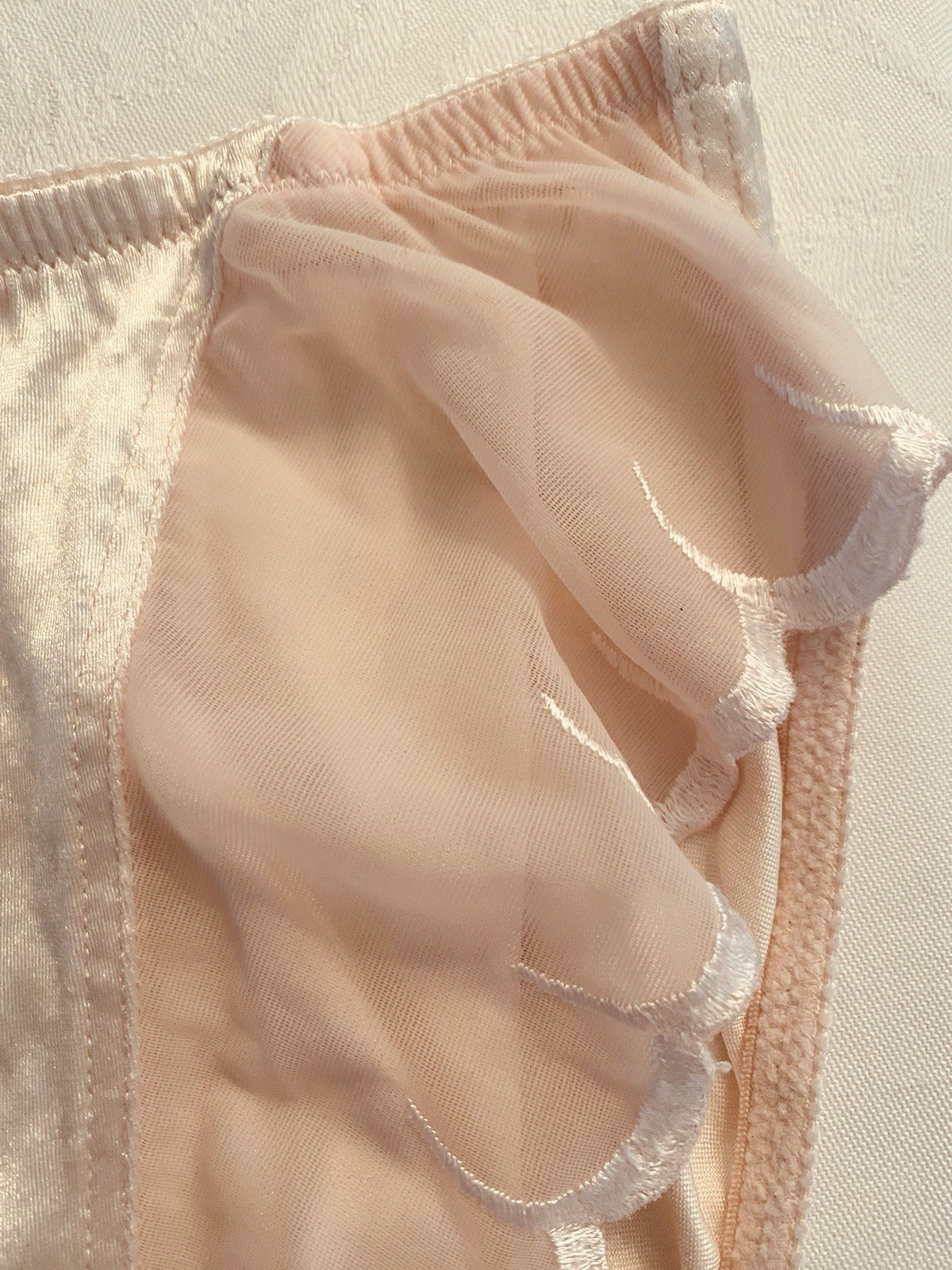 Vintage OLGA Pink Body Satin HI-CUT Panties Size LARGE Semi Sheer New No Tags