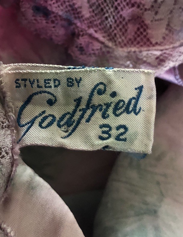 Vtg Nightgown Godfried Original Sleeveless Rayon Lace Tie Dyed Women’s 32