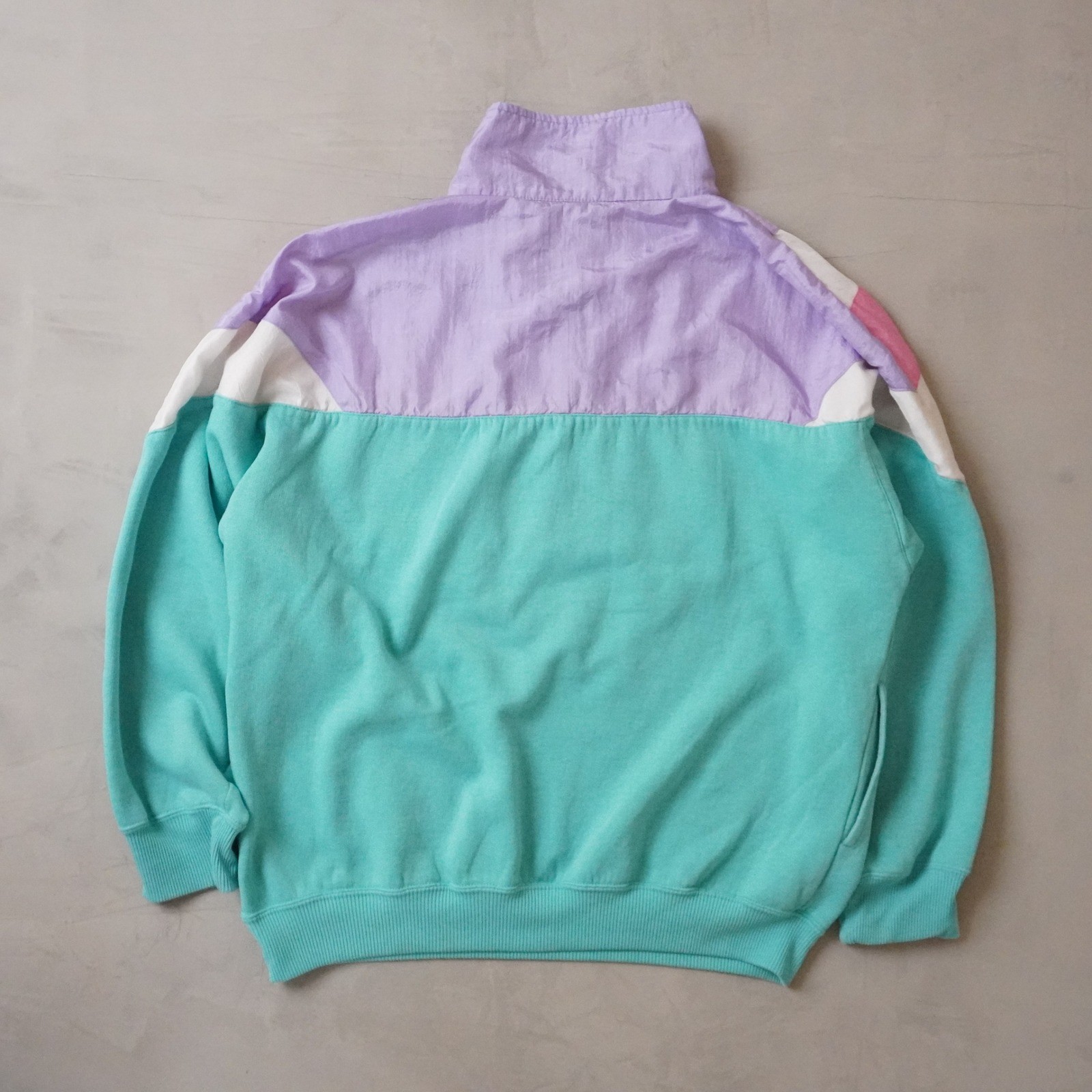 Bold Spirit Vintage 90s Colorblock Quarter Zip Pullover Teal Purple Pink Large