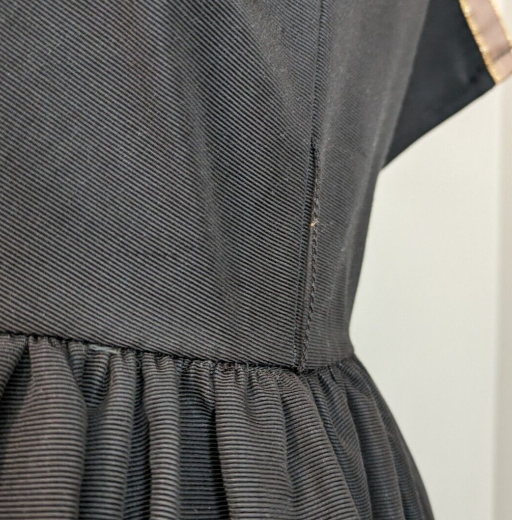 Vtg 70s Oggee By Rizkallah Black Faille Gold Tea Dress ASO Sarah Jessica Parker
