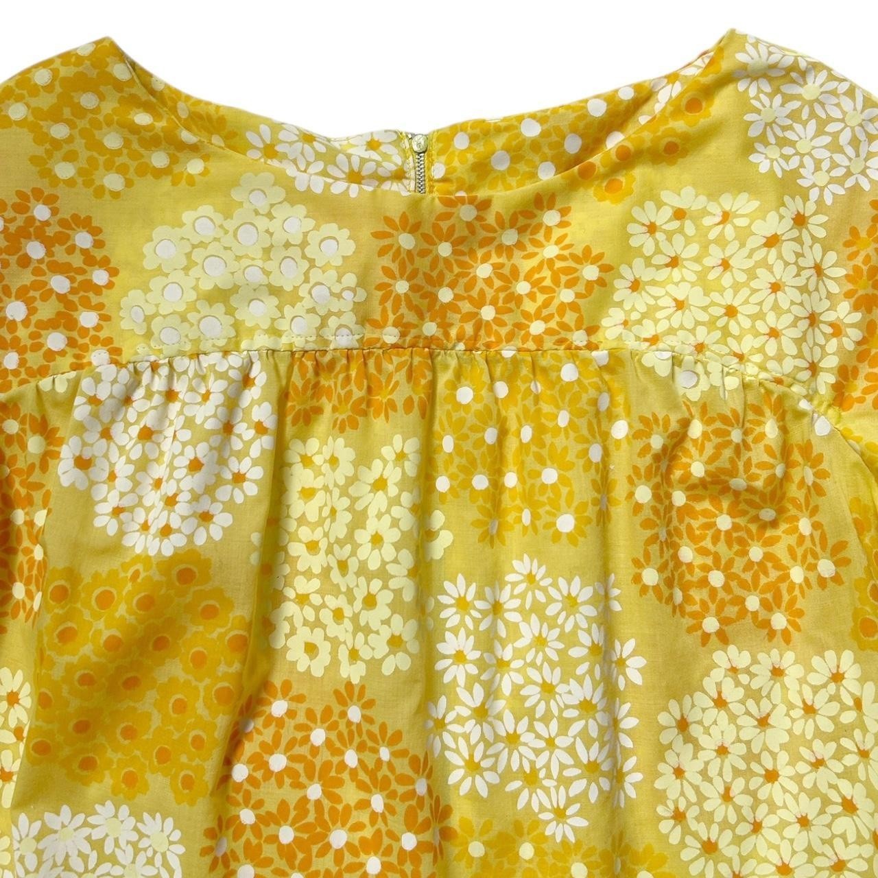 60s vintage Daisy relaxed top retro boho flower print hippy short cap sleeve