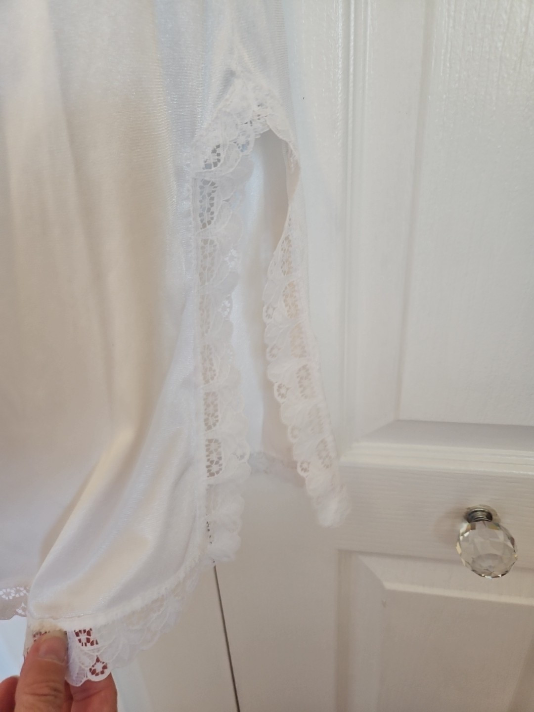 FORTUNE White Vintage Half Slip Size Small Lace Trim 100% Polyester