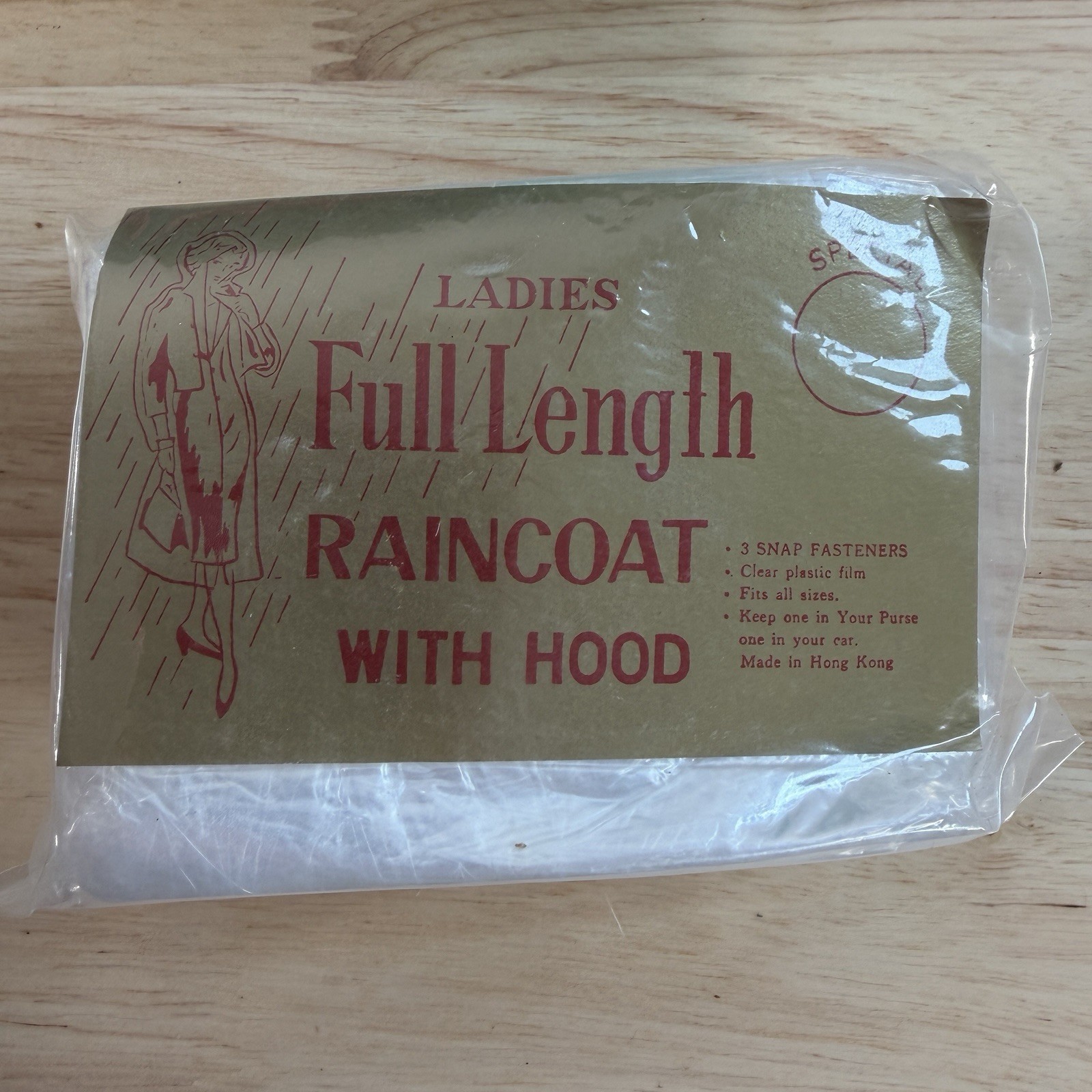 Vtg Ladies Polythene Raincoat Counter Display Box Sealed Raincoats Hong Kong MCM