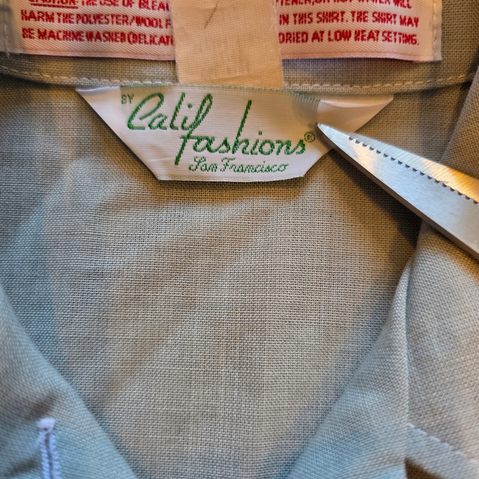 Vintage Calif Fashions San Francisco Gray Button Up Blouse 12 REG