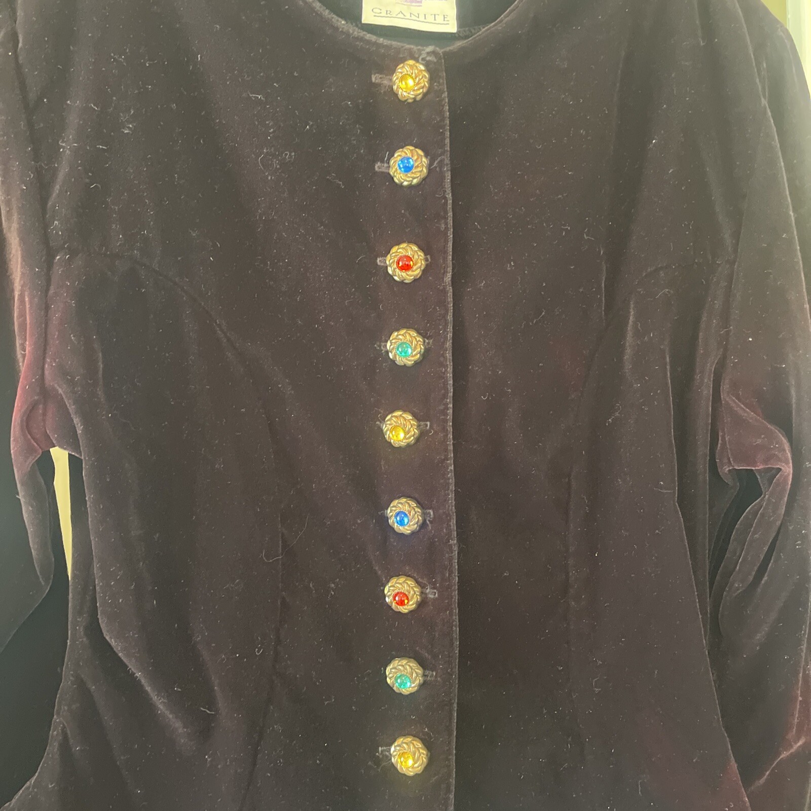 VTG 70s? Amazing Burgundy Red Velvet Jacket Velvet Fabulous Buttons Size 7