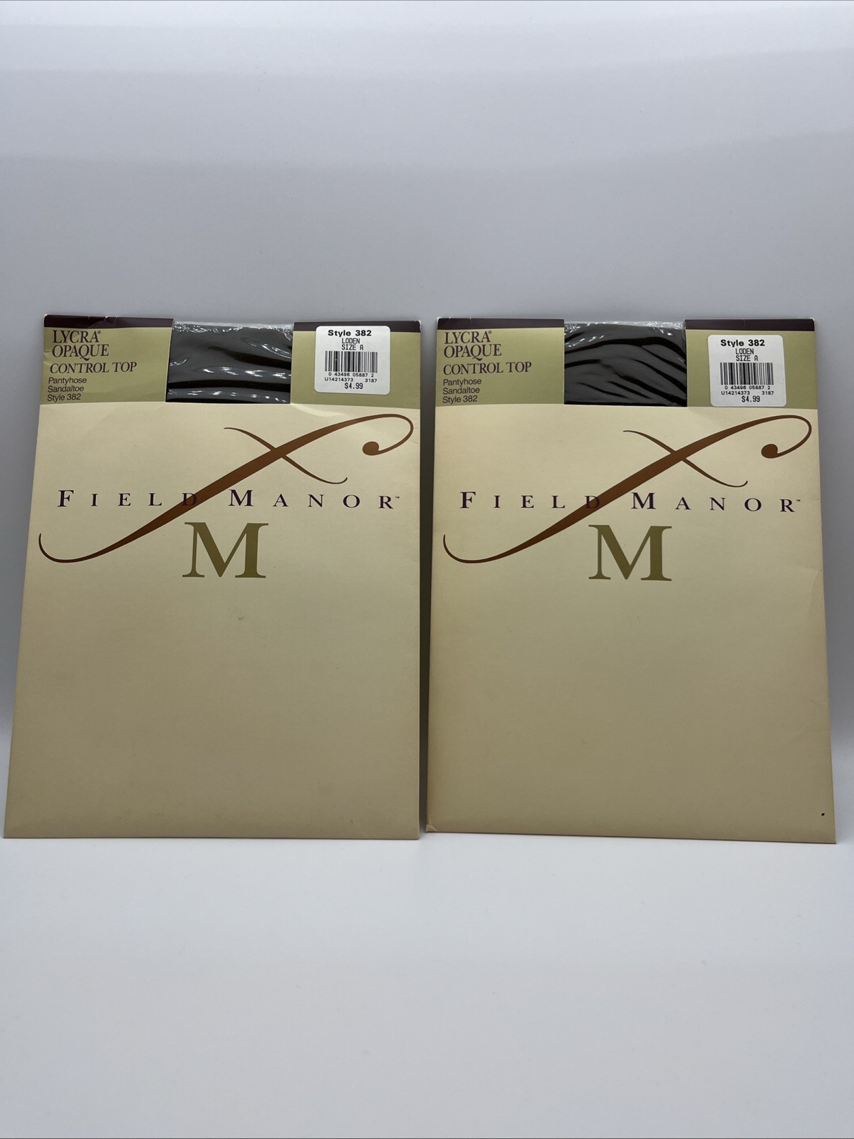 Vintage Field Manor Lycra Opaque Control Top Loden Pantyhose 382 Size A Lot Of 2