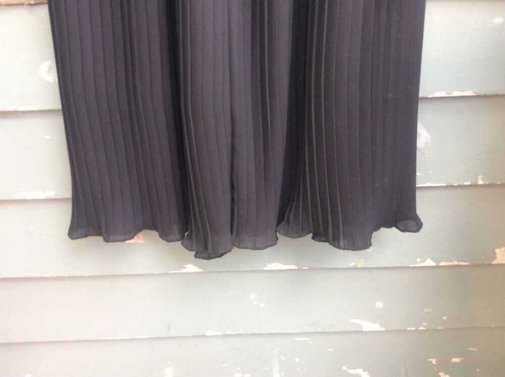 Vintage Malbe Maxi Skirt Women’s 12 Black Pleated Victorian Sheer Goth Chiffon