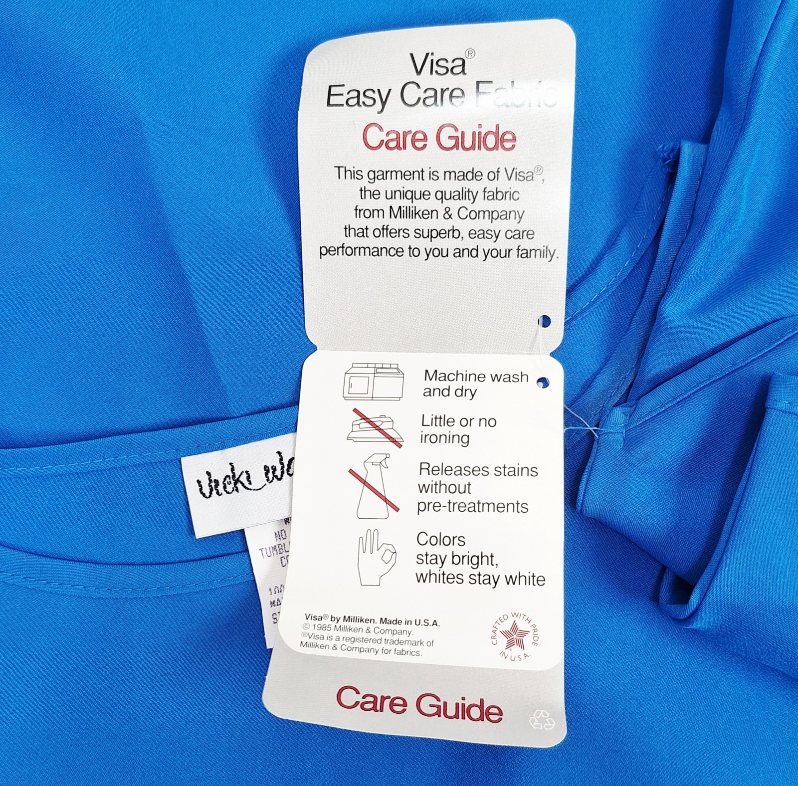 New NOS Vicky Wayne Vintage Size 12 Bright Blue Crew Neckline Shell Blouse Shirt
