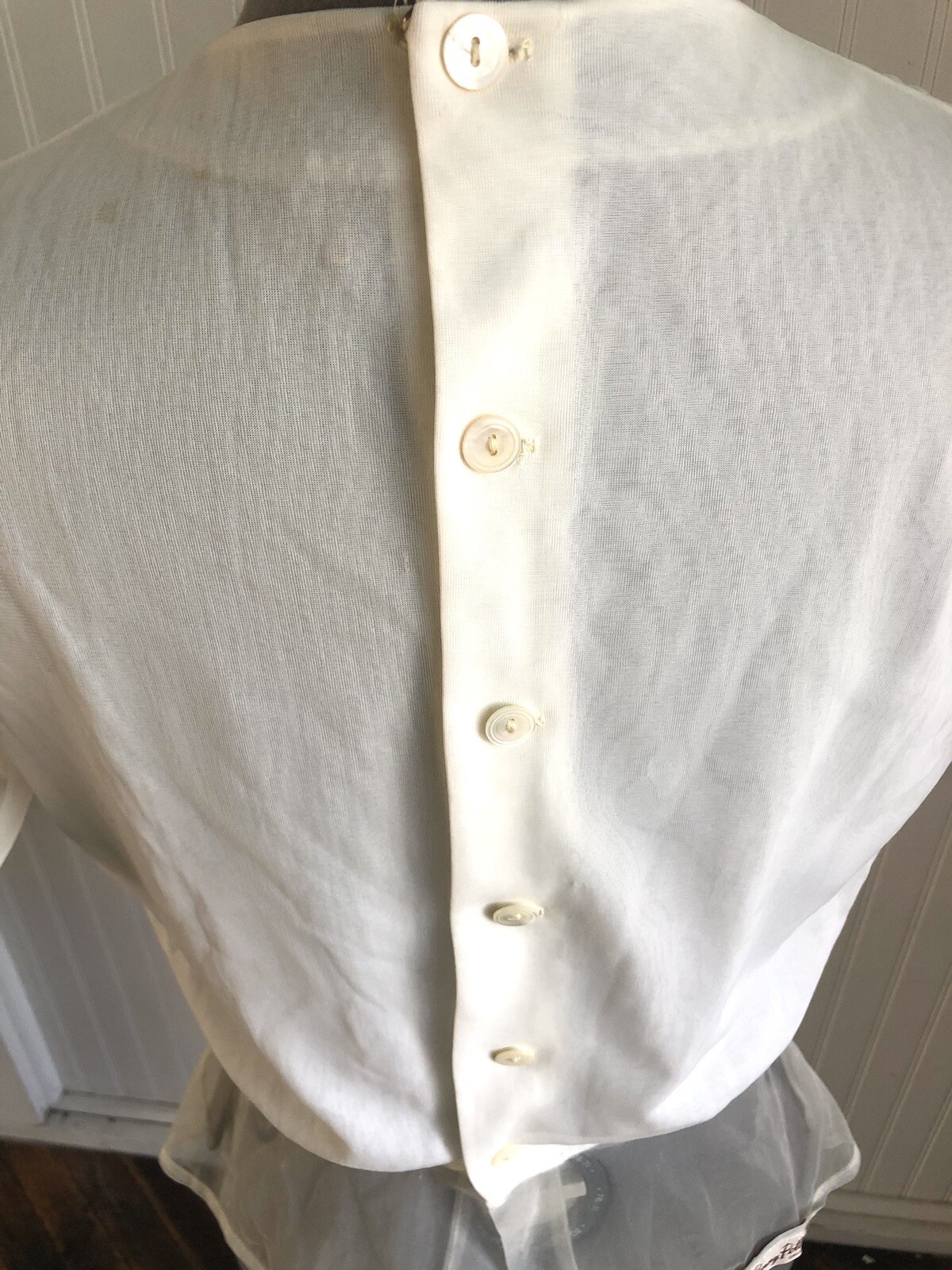 Sweet Vintage 1950’s Ivory Chiffon Penny Potter Micropleat Top, XS/S
