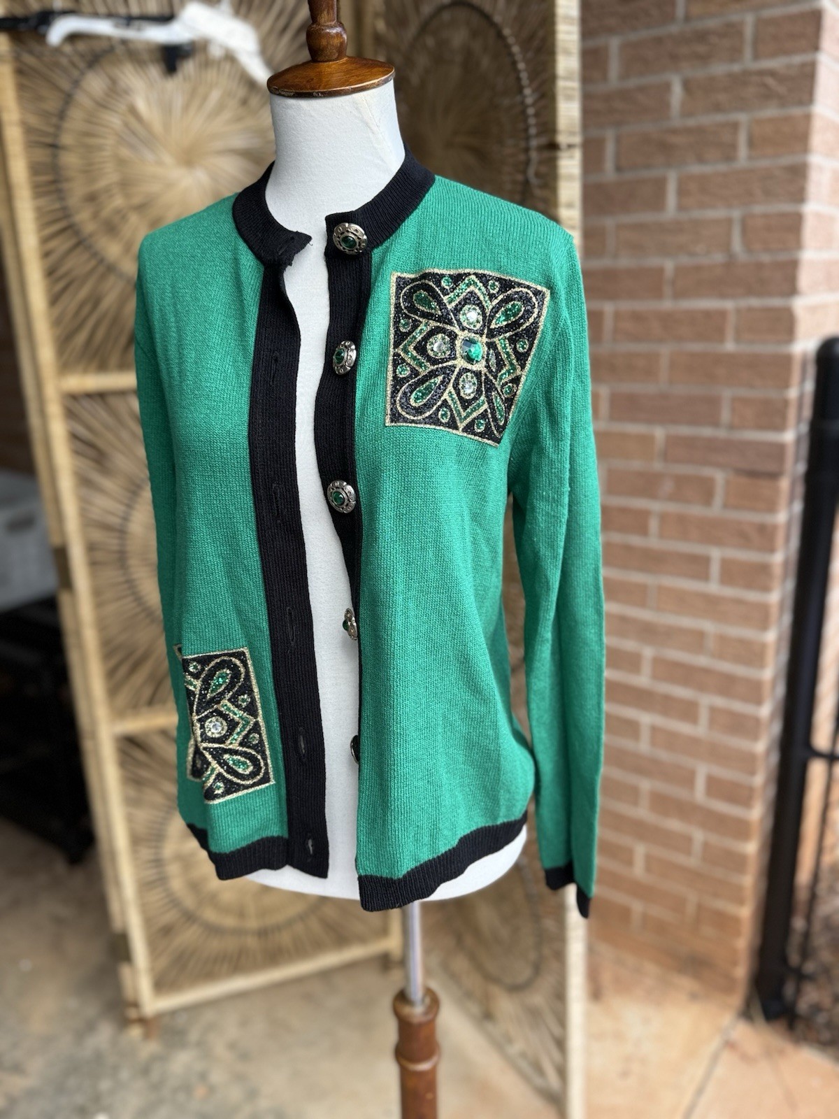 Vintage 1980’s Laura By Alyzia Colorful Knit Sweater Button Front Cardigan M/L
