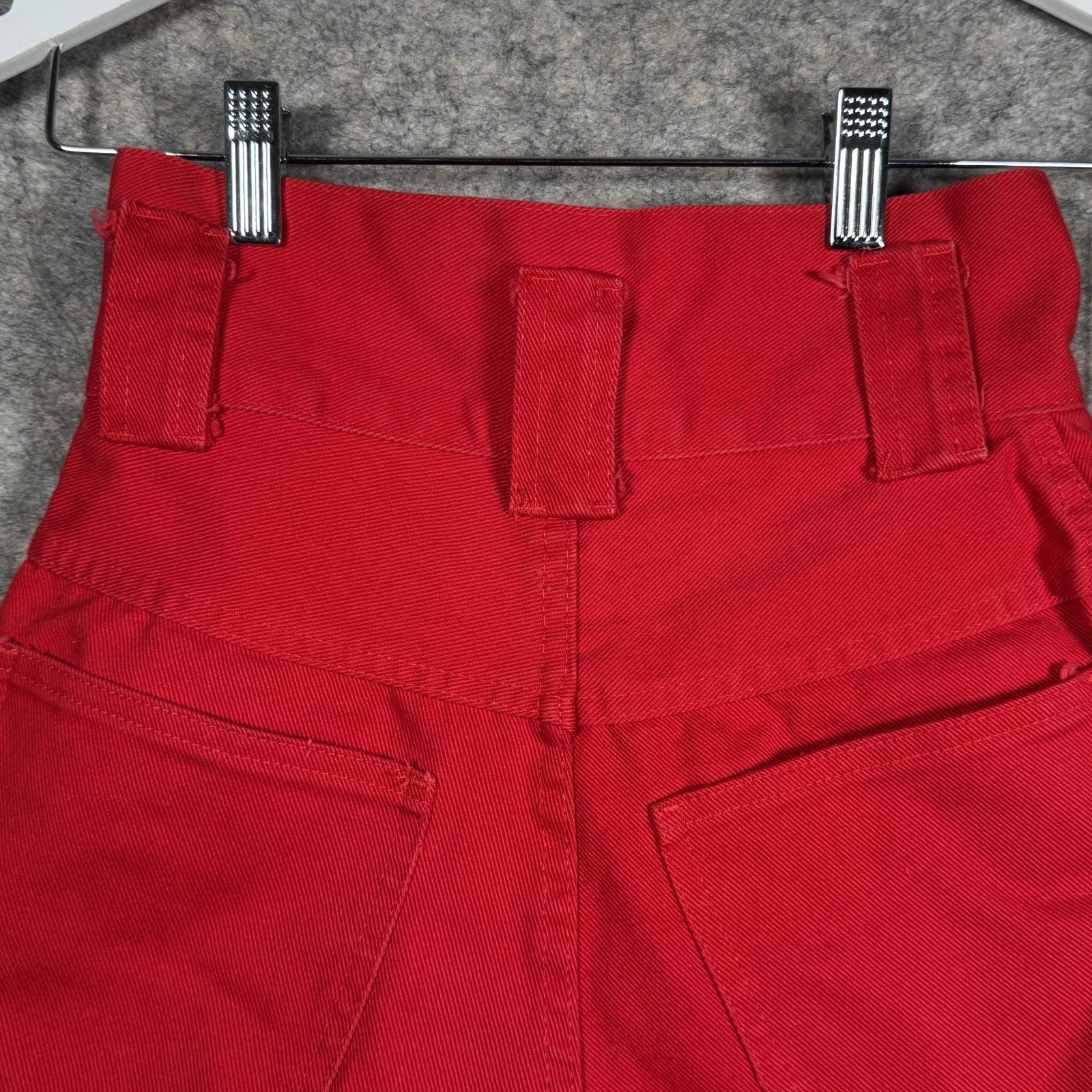 Vintage 90s Womans Rio High Waisted / Rise Red Denim Jean Shorts Size 5 24×3