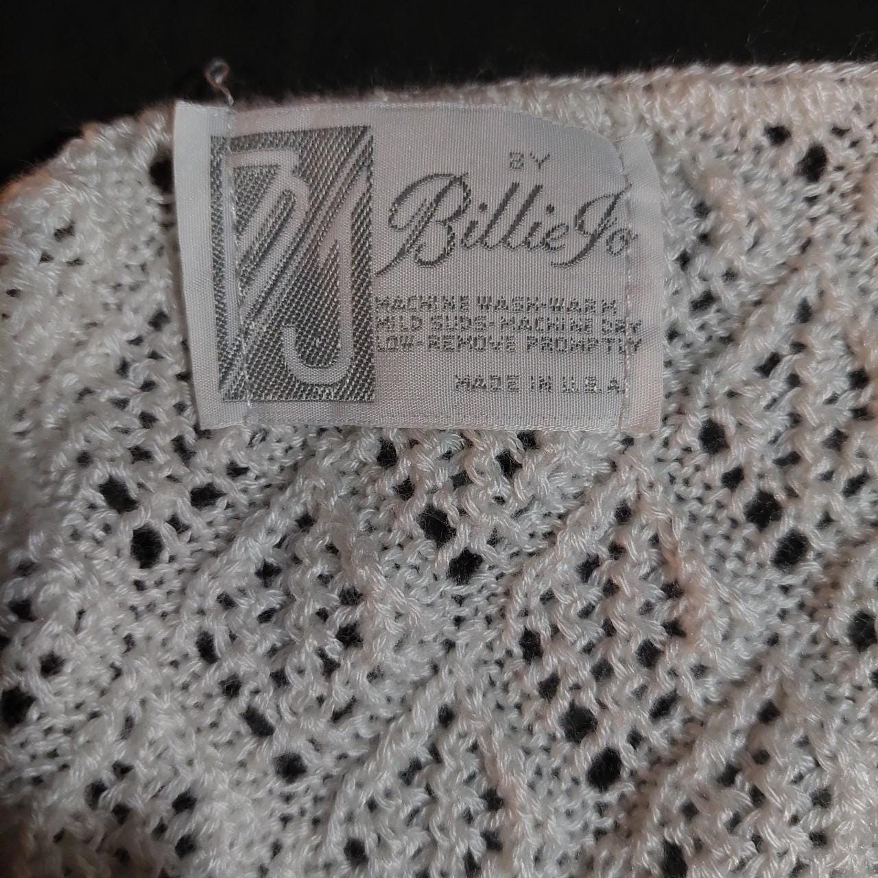 Vintage made in USA white crochet short sleeve top.