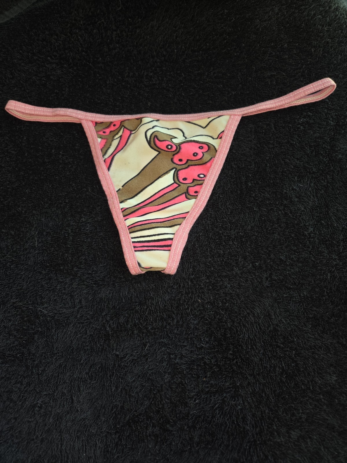New Vintage Retro Pink Rebecca Cotton String Thong Size Small