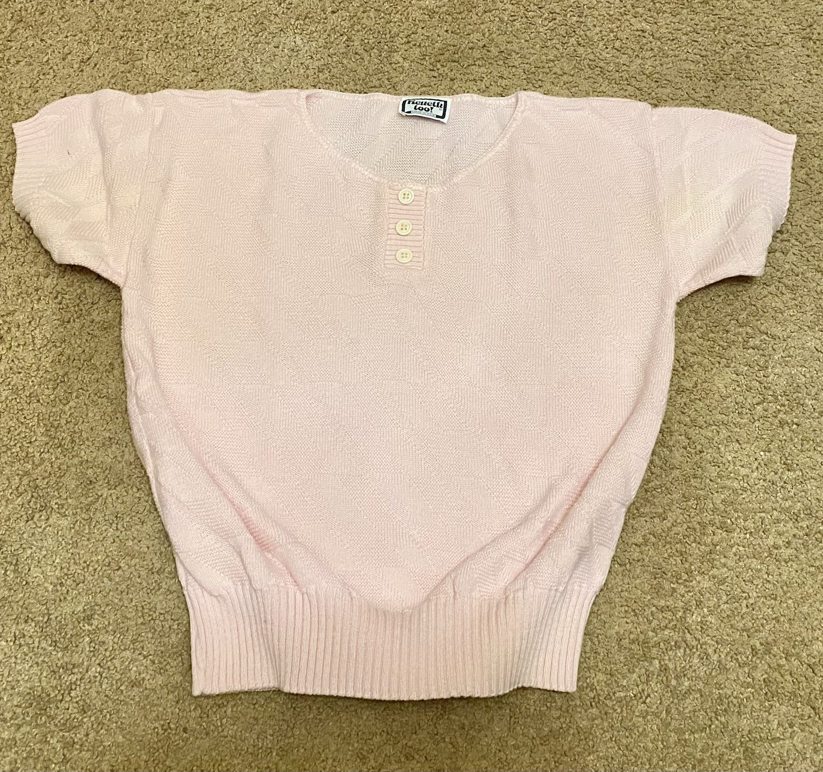 Vintage 1980s Keneth, Too! Pink Chevron Cropped Sweater