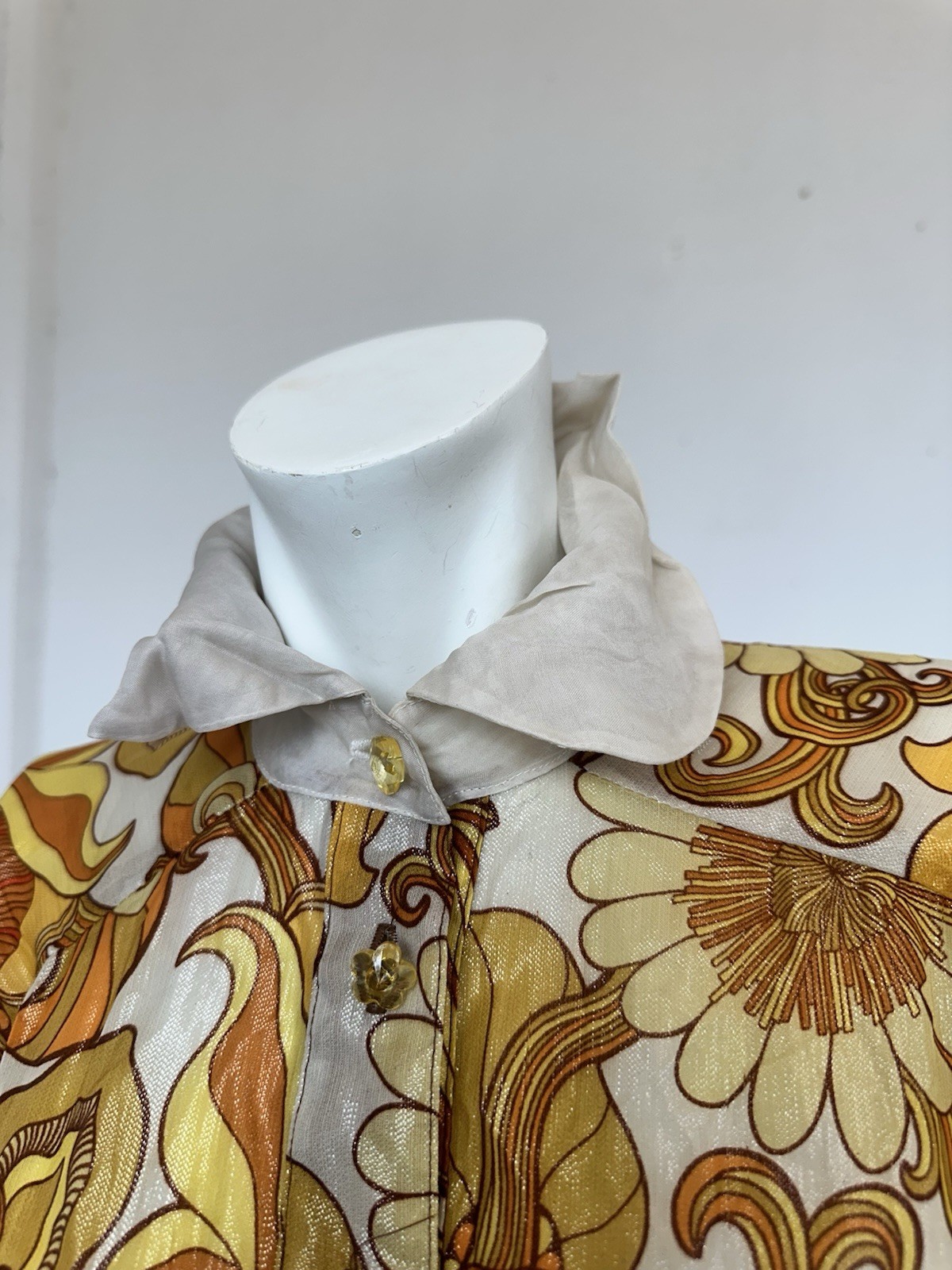 Vintage Anna Sui Psychedelic Floral Silk Blend Mini Dress Y2K 60s Mod Print